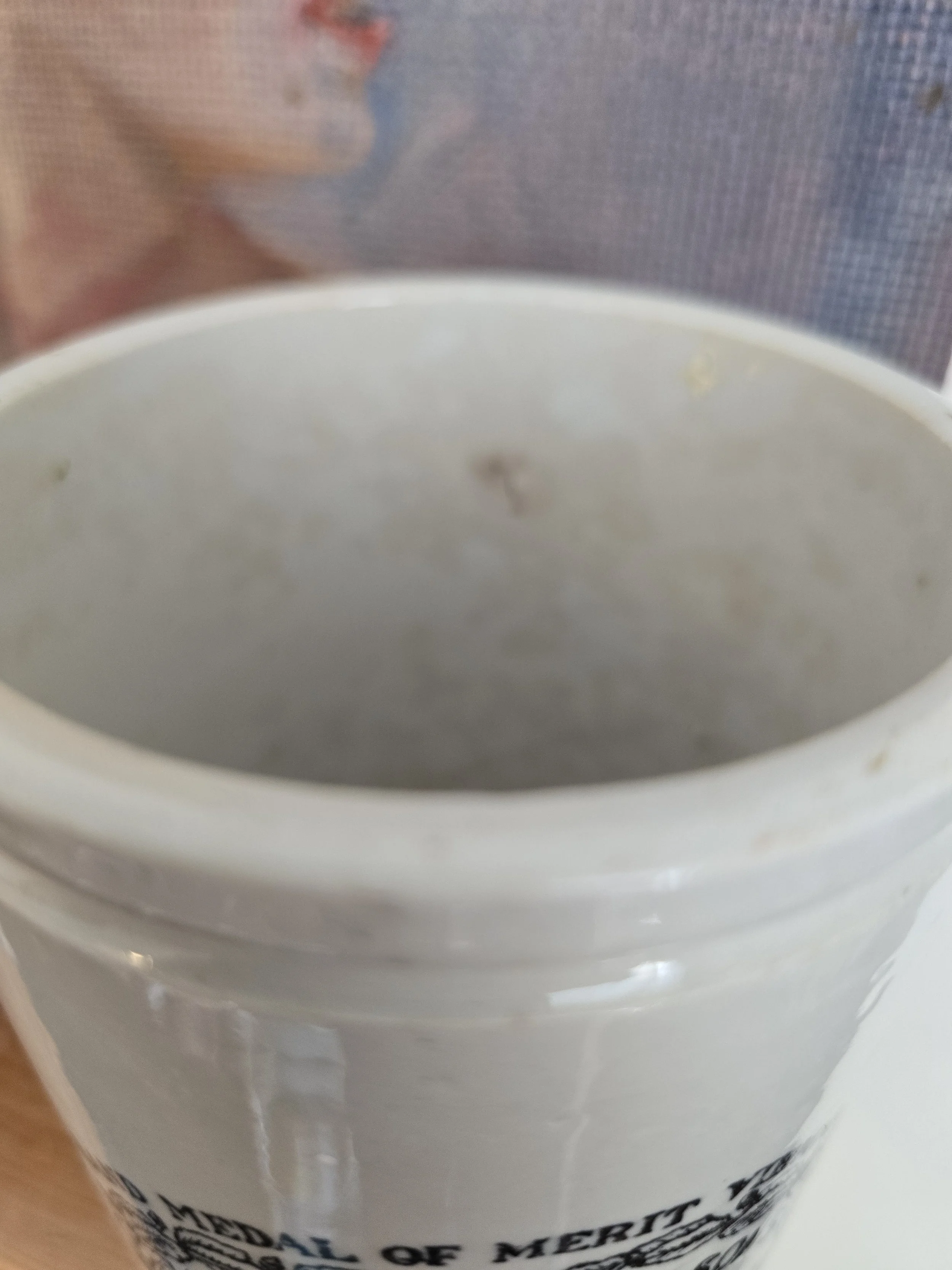 Interior view of antique Keiller marmalade jar