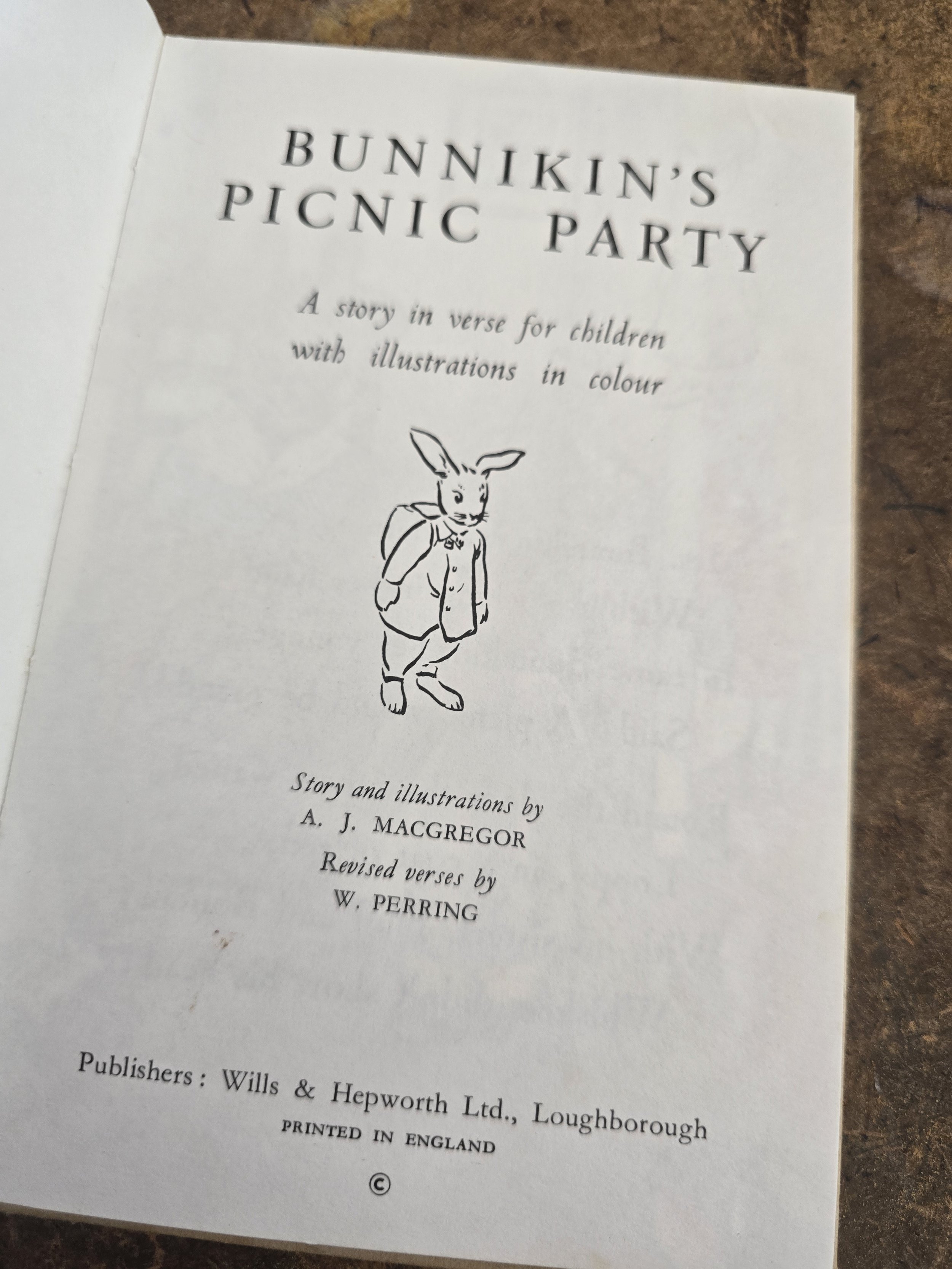 Original Ladybird edition of Bunnikin's Picnic Party featuring woodland rabbits.