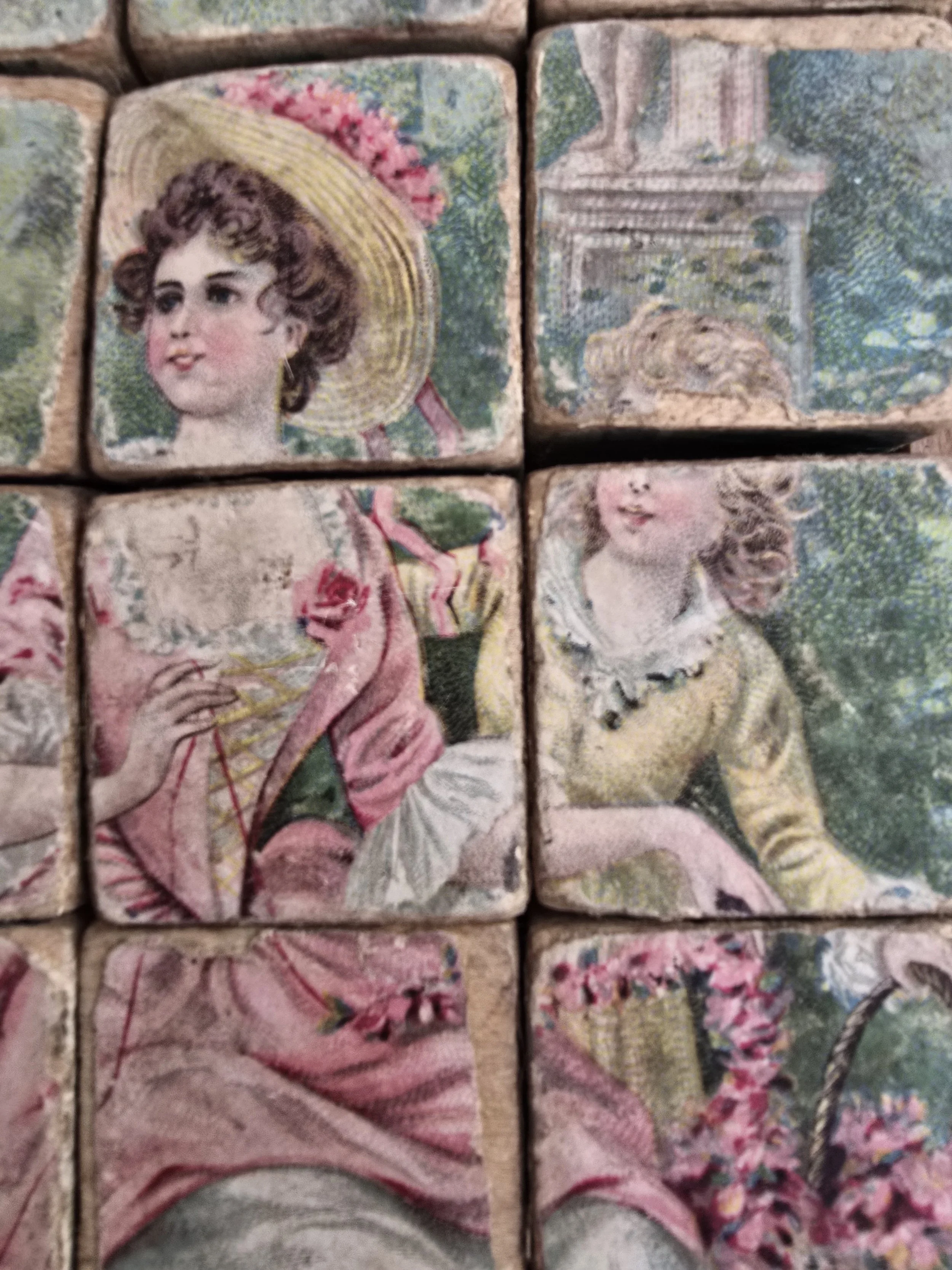 distressed paper surface with cracks and age marks on vintage block