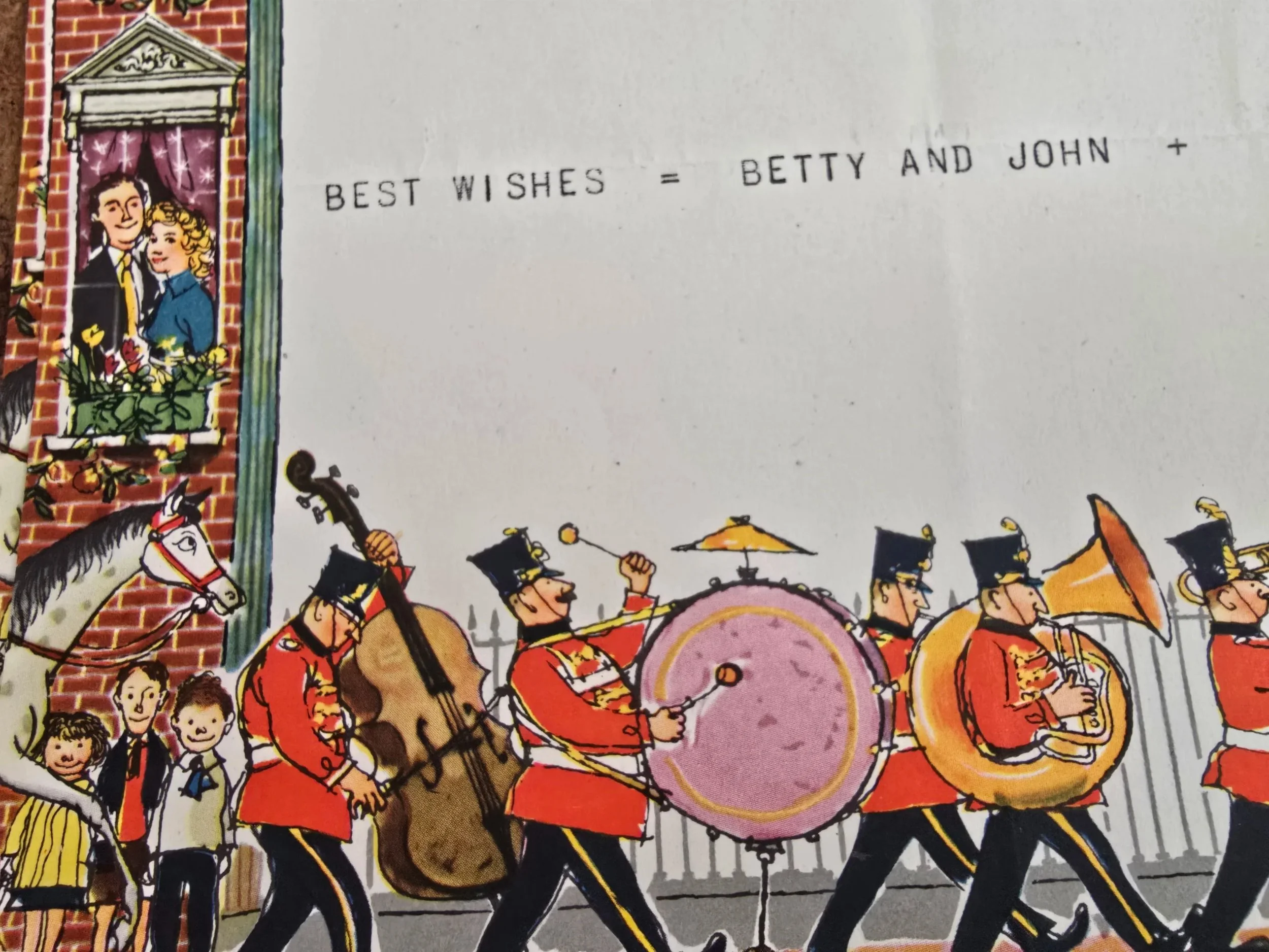 Vintage GPO greetings telegram from 1958 with floral header, ideal for ephemera collectors or paper crafters