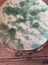 Full stack of 6 rustic French side plates with green jaspé glaze