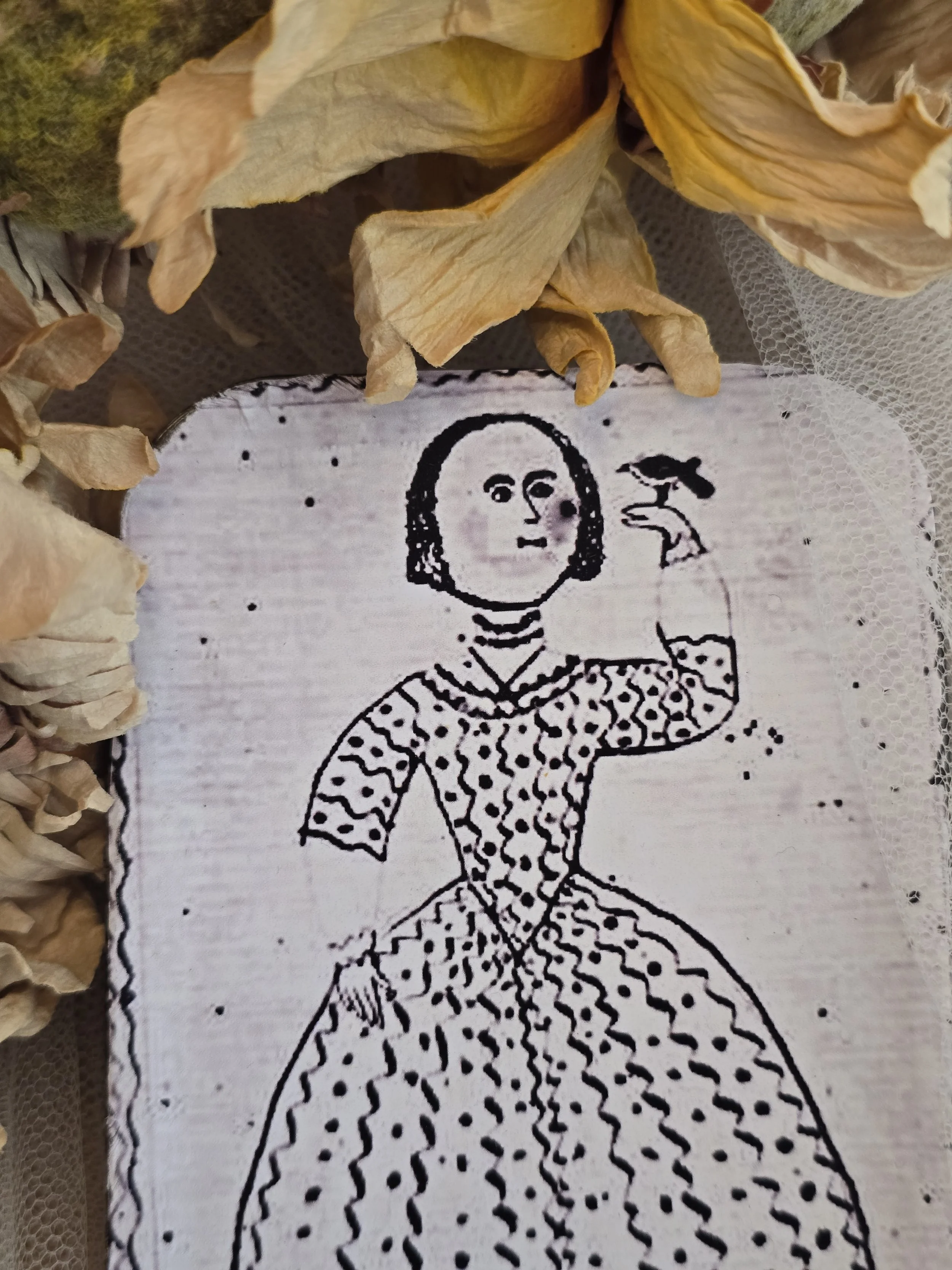 Studio made keepsake tin inspired by nineteenth-century American folk portraiture.