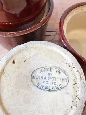 Base of vintage Moira Pottery ramekin stamped Made in England