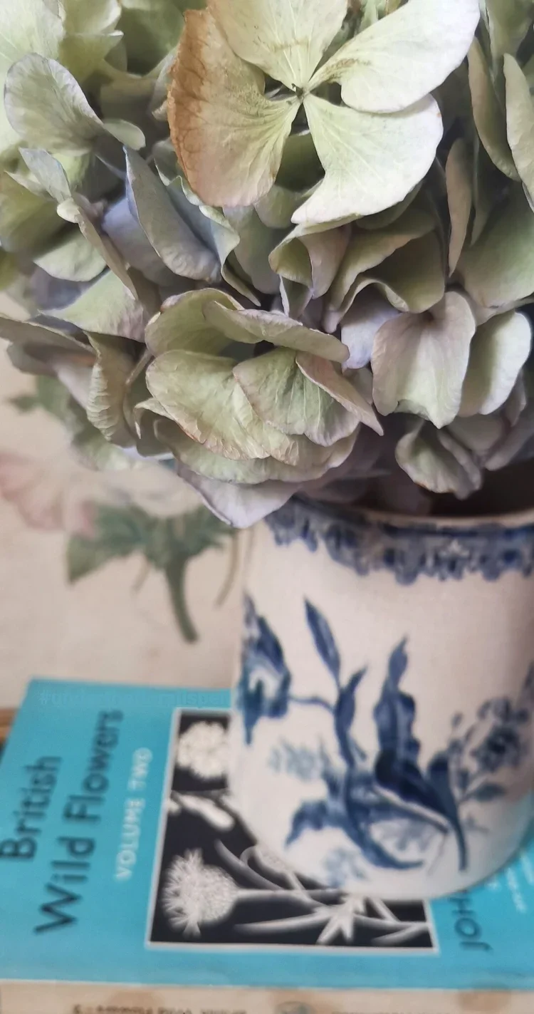 French farmhouse style jug with blue floral motif