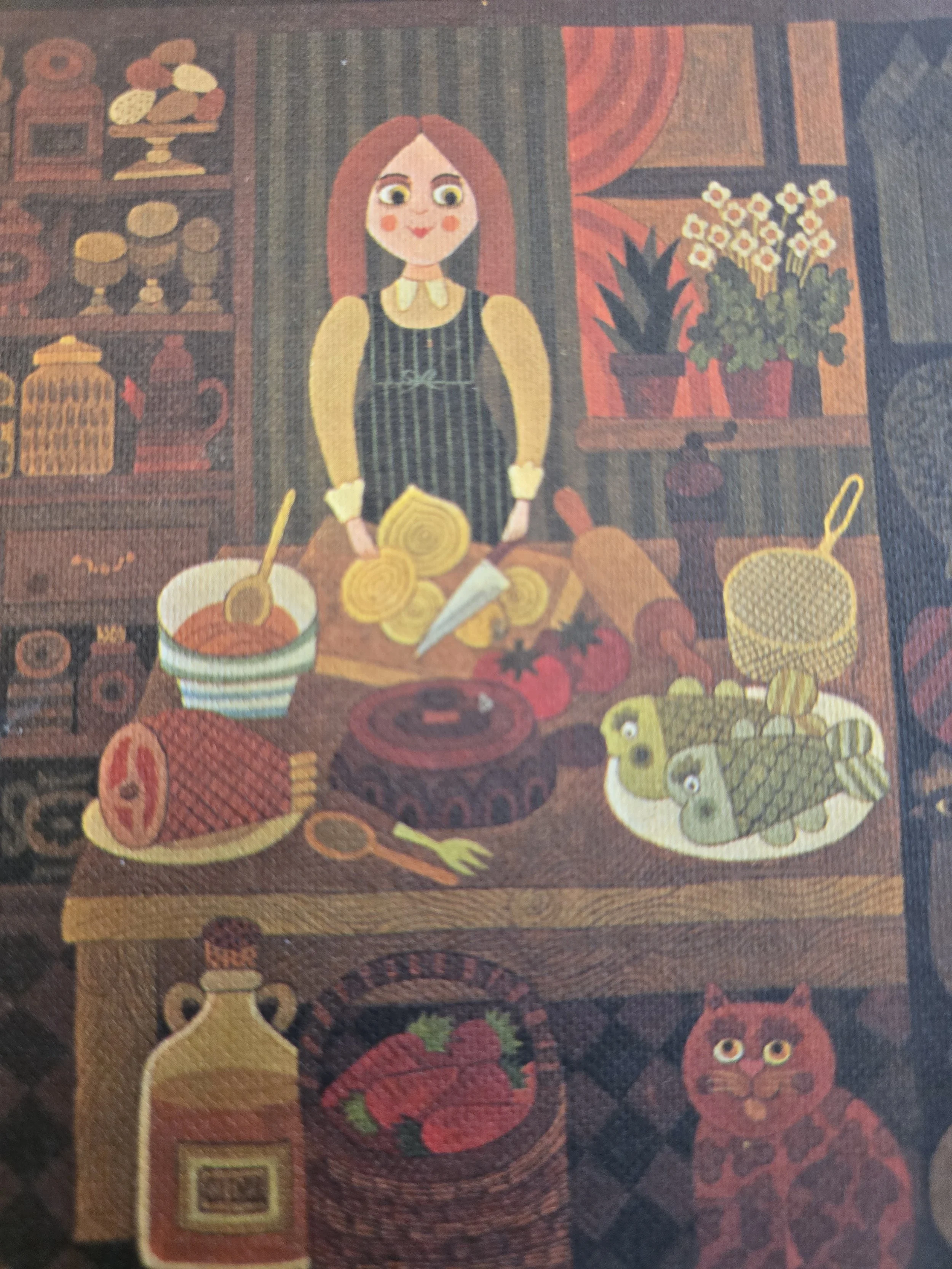 Front cover illustration showing a stylised kitchen scene and food preparation.