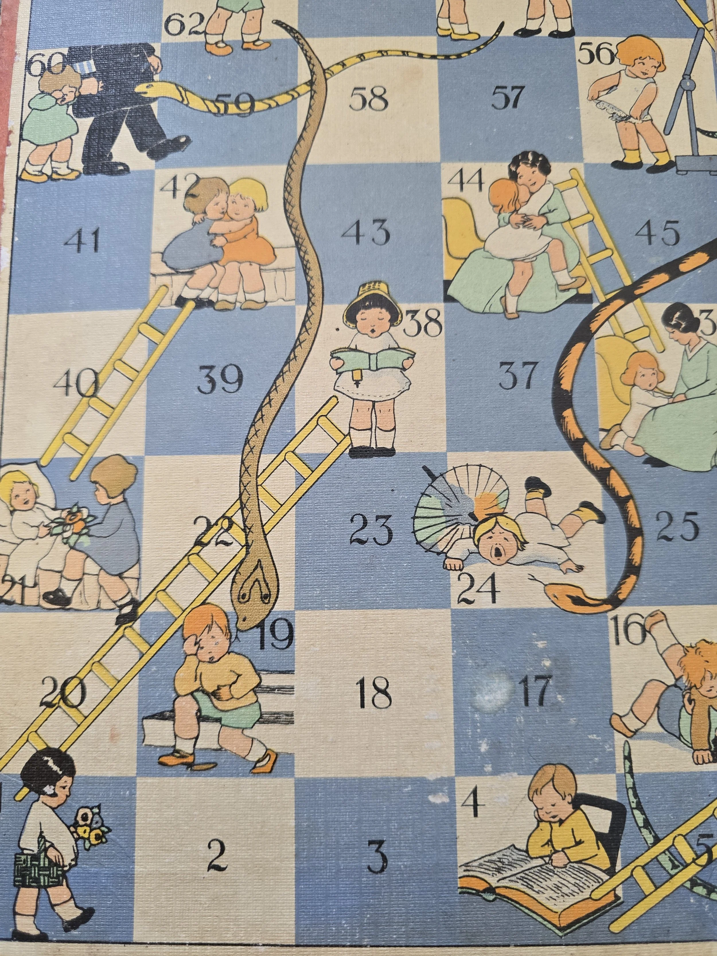 Charming 1930s children’s illustrations on an old Spear’s board game