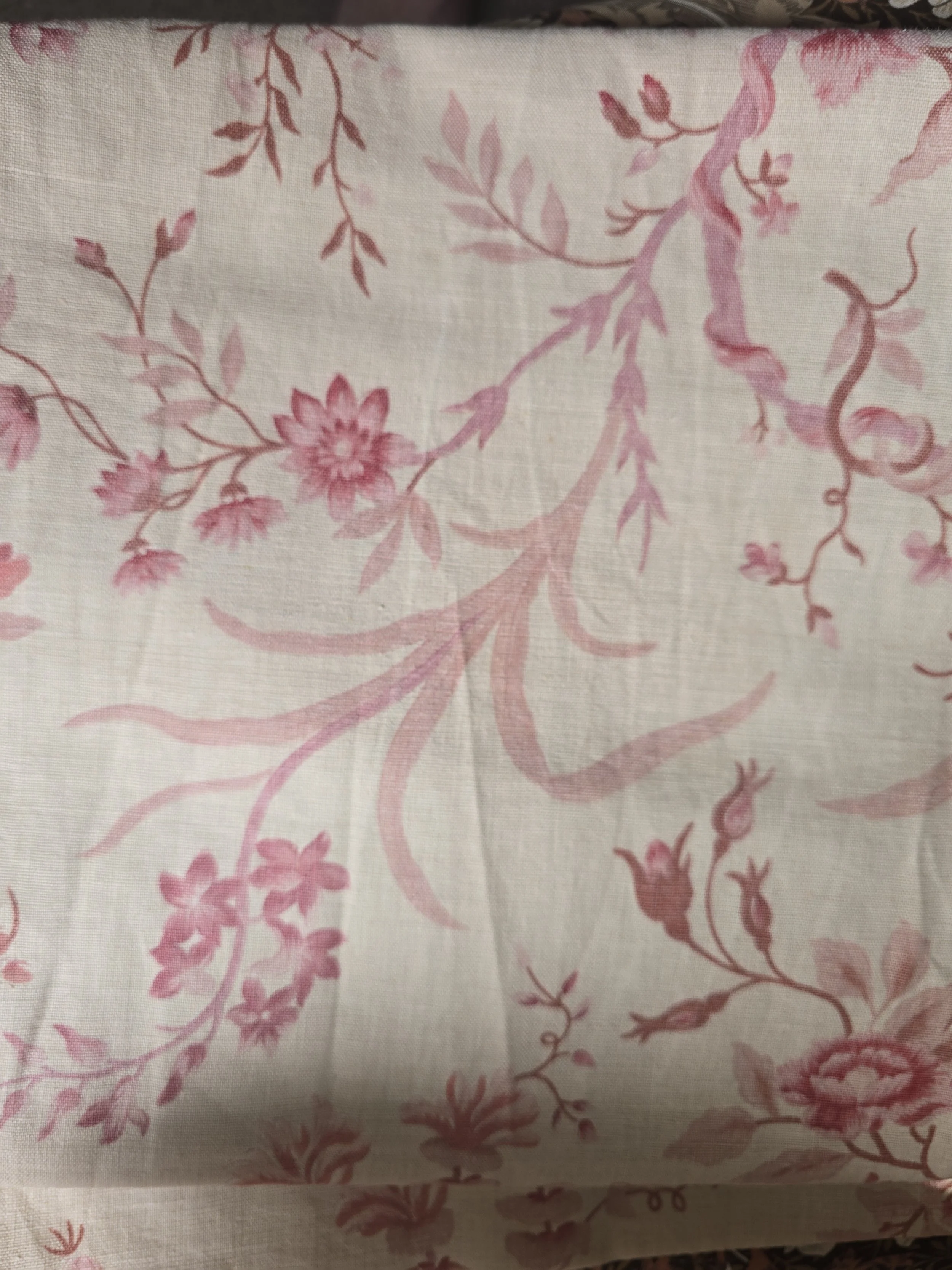 vintage pink botanical fabric length
