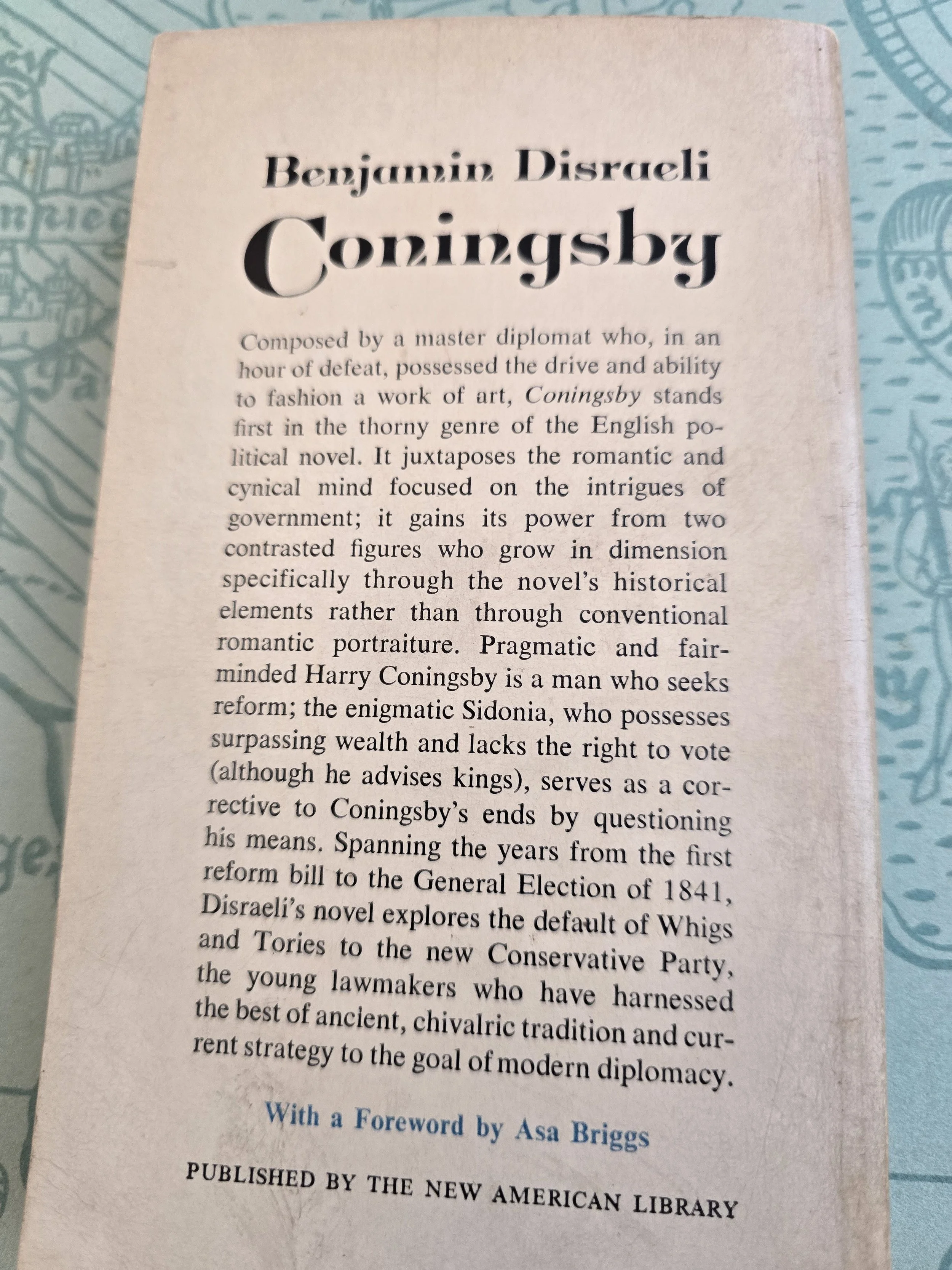Spine and front cover detail of vintage Coningsby paperback published by Signet Classics in 1962 (Copy)