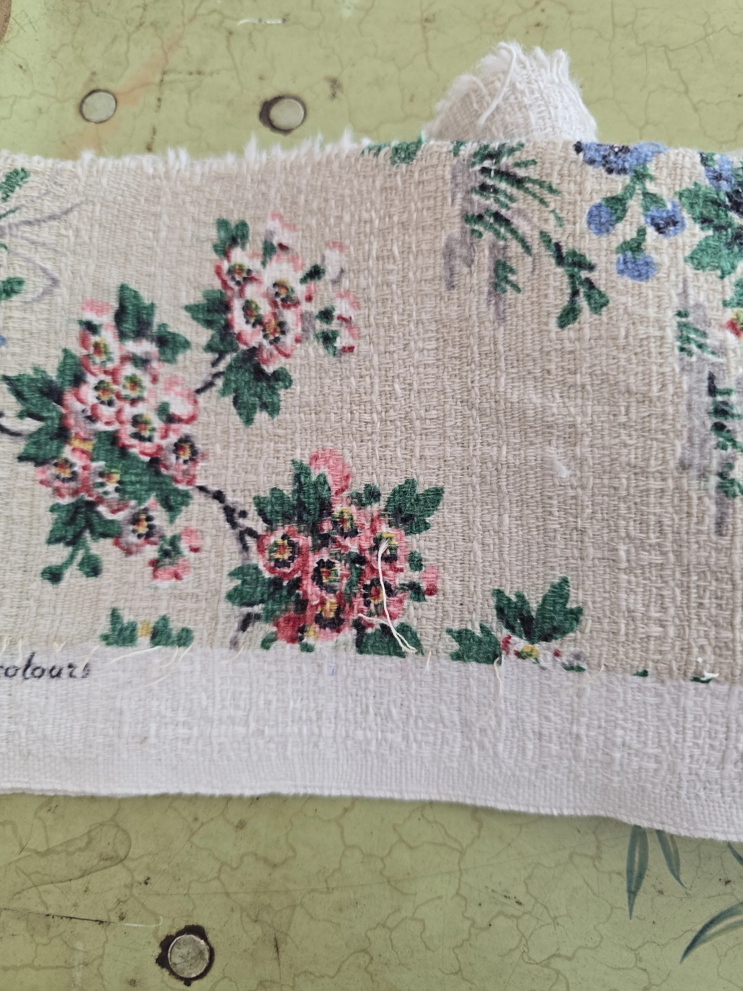 Detailed view of vintage Runnymede cottage style floral print