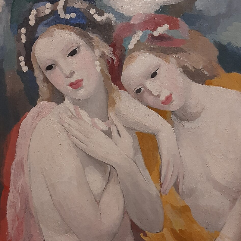 Detail from a Marie Laurencin painting featured in The Powdered World of Marie Laurencin article on Pomme de Jour.