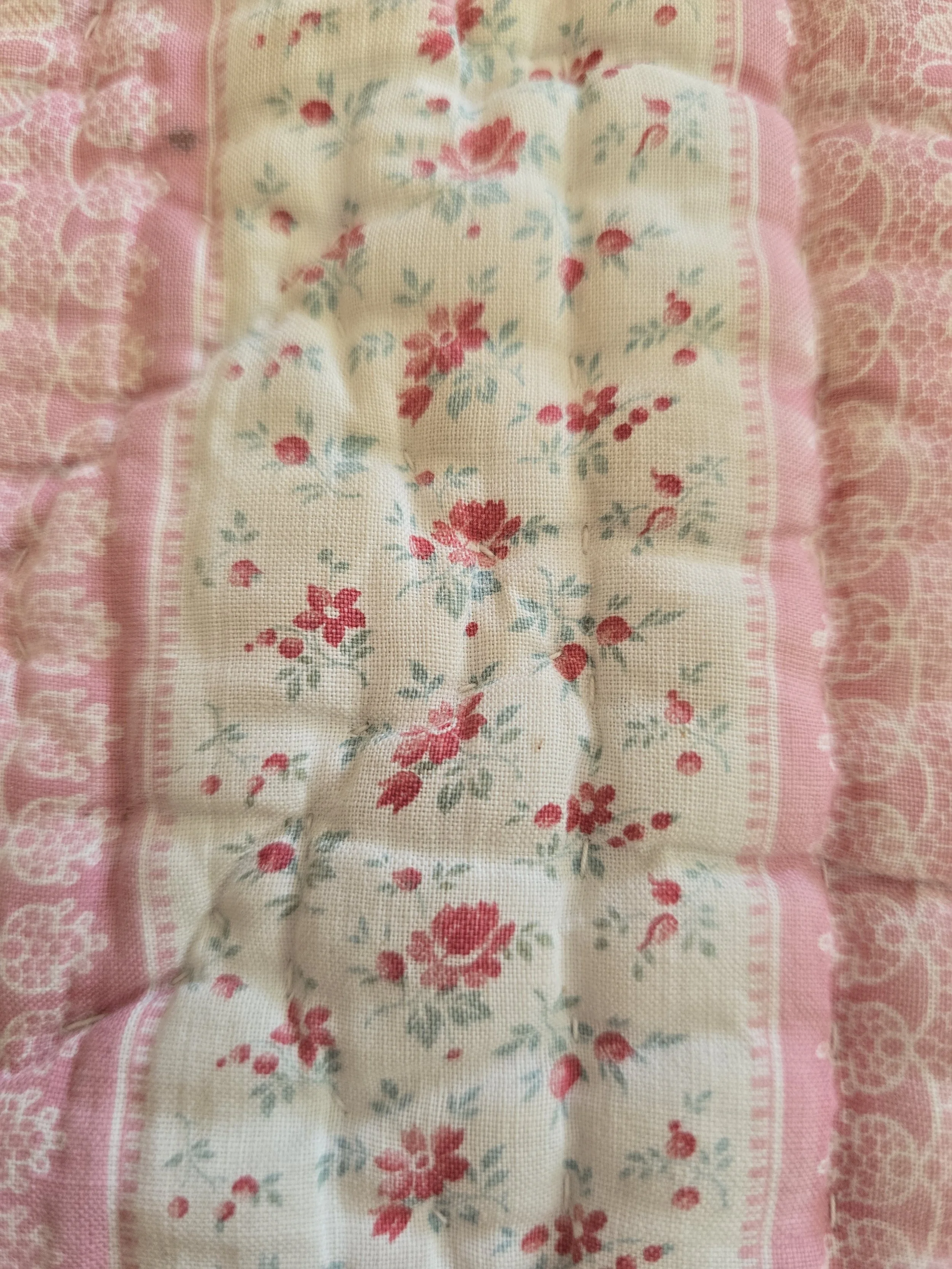 Small French quilt fragment suitable for assemblage art, slow stitching and textile studies.