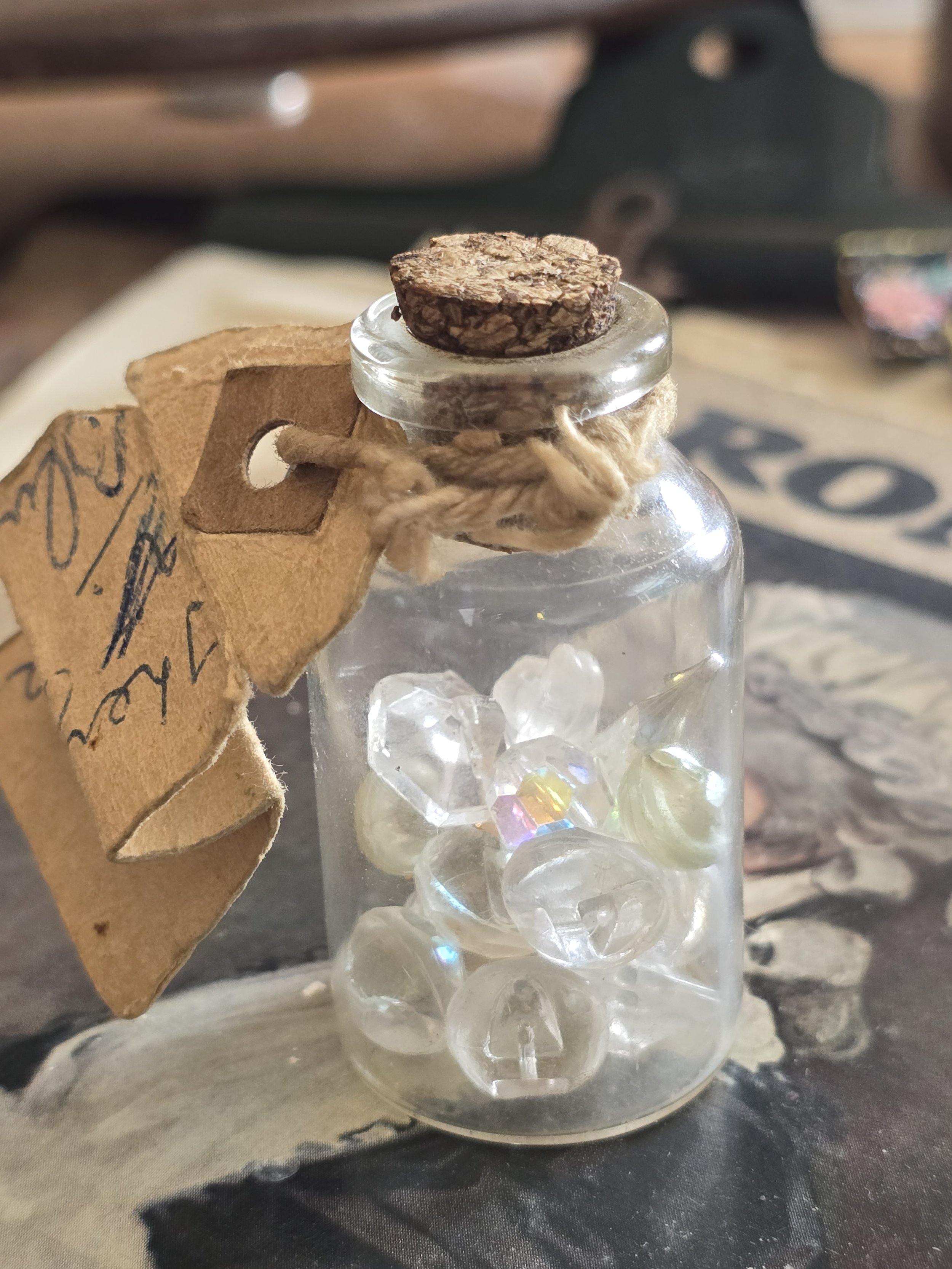 Small found object assemblage made with vintage materials