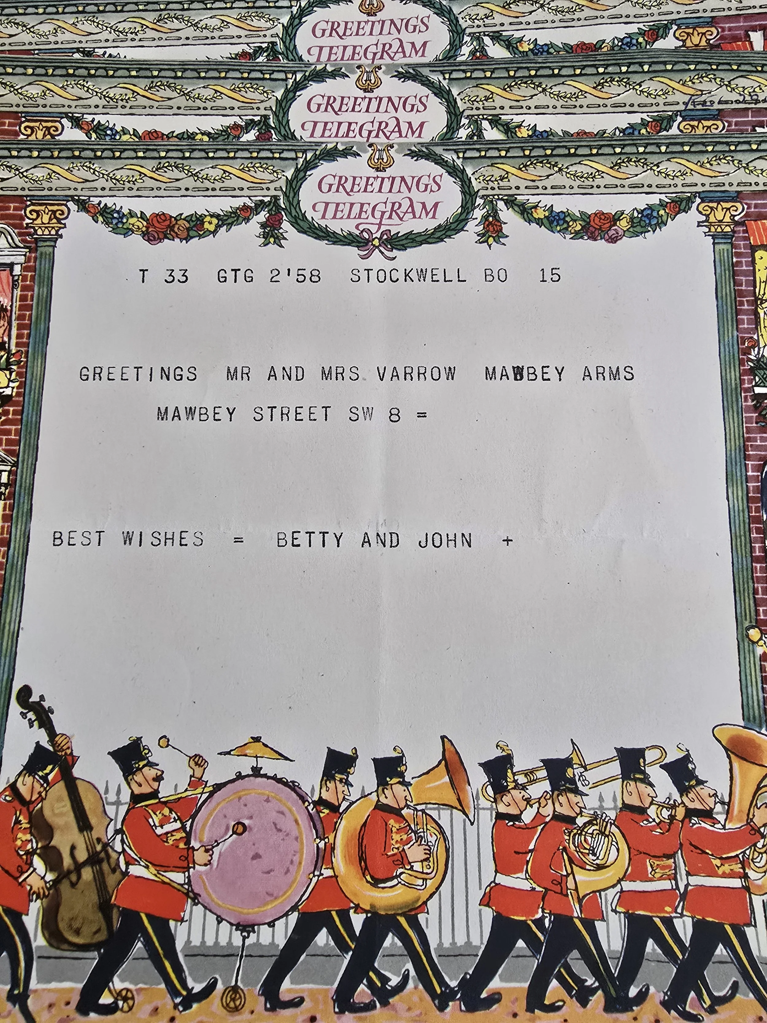 Stack of mid-century British Greetings Telegrams with vibrant floral designs