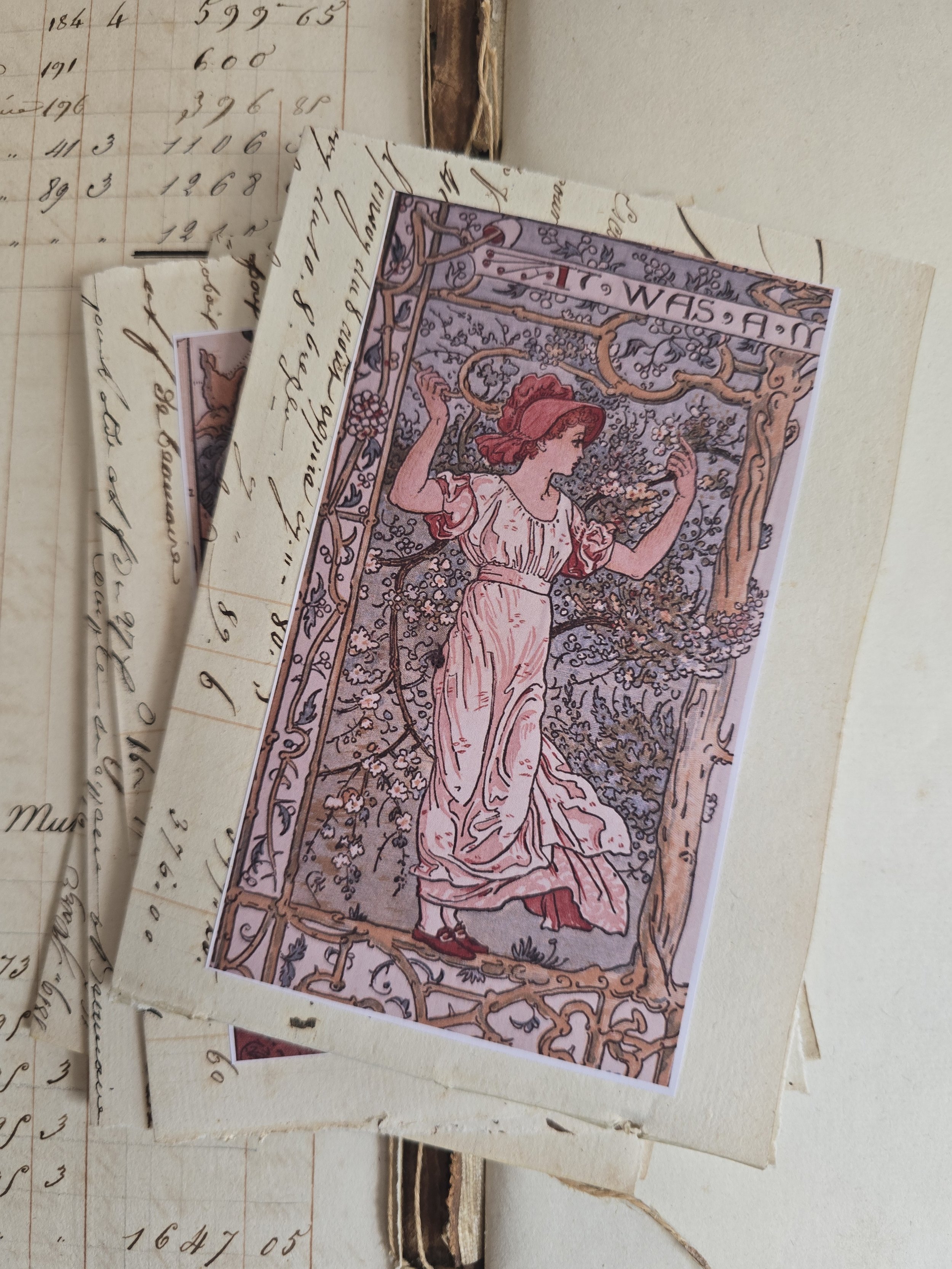 1829 French Ledger & Walter Crane Cards, Set of 4 | Studio Made