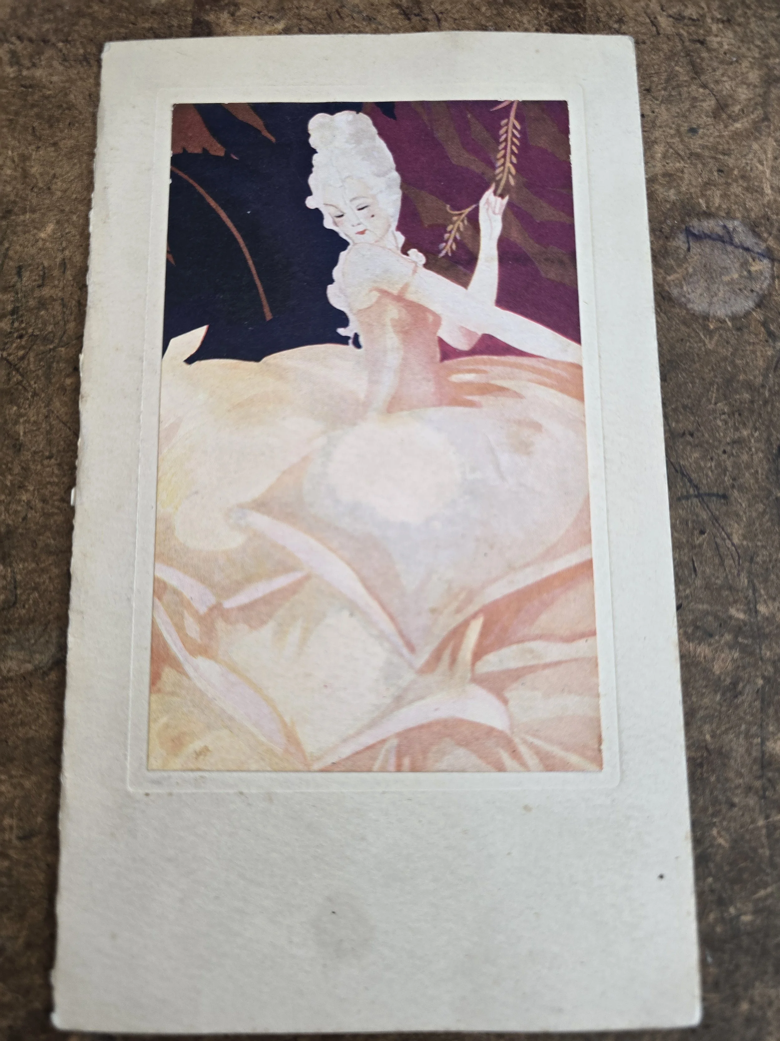 French menu card dated October 1930 with elegant Art Deco illustration.