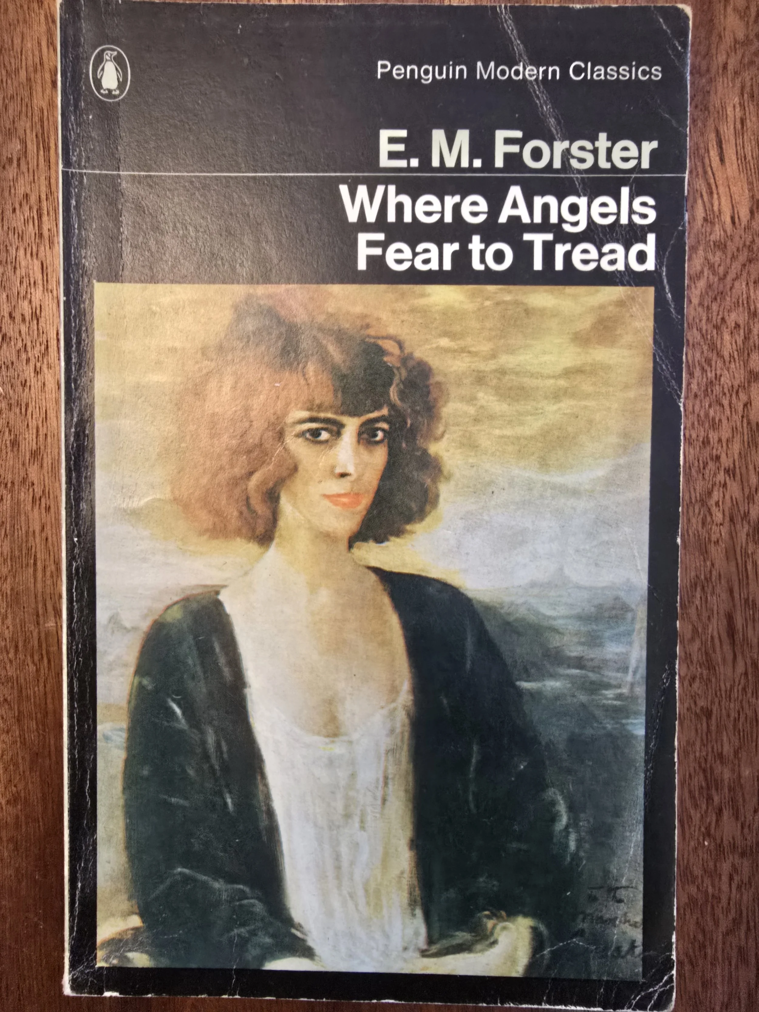 Vintage Penguin Modern Classics edition of Where Angels Fear to Tread by E. M. Forster with Augustus John cover art.