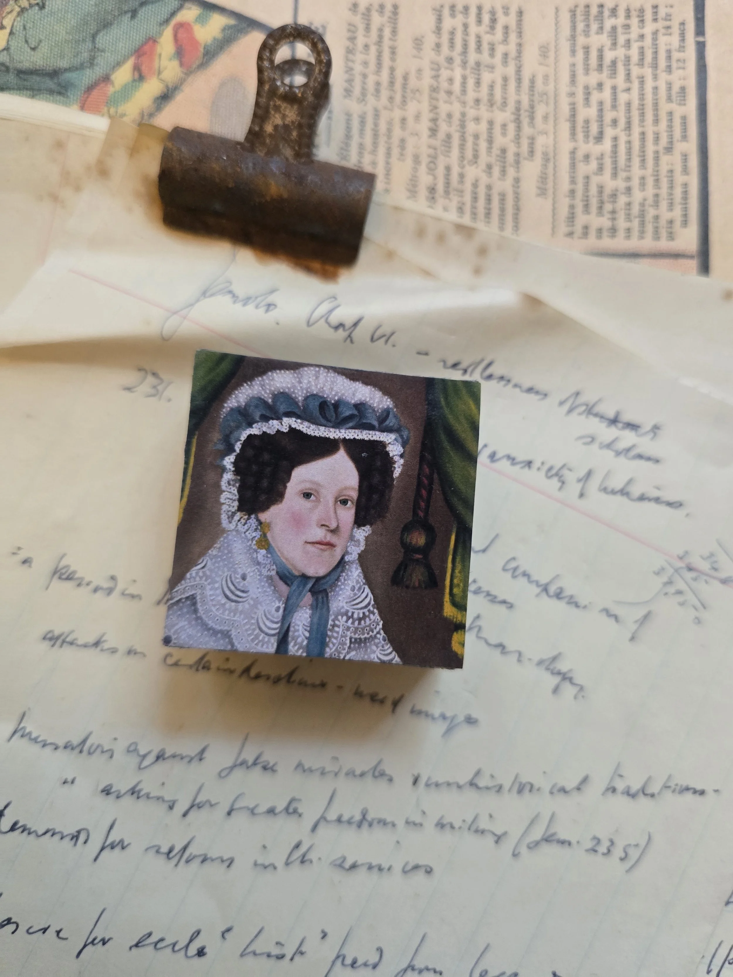 Studio Made miniature vintage jewellery box with a historical portrait permanently mounted onto the lid.