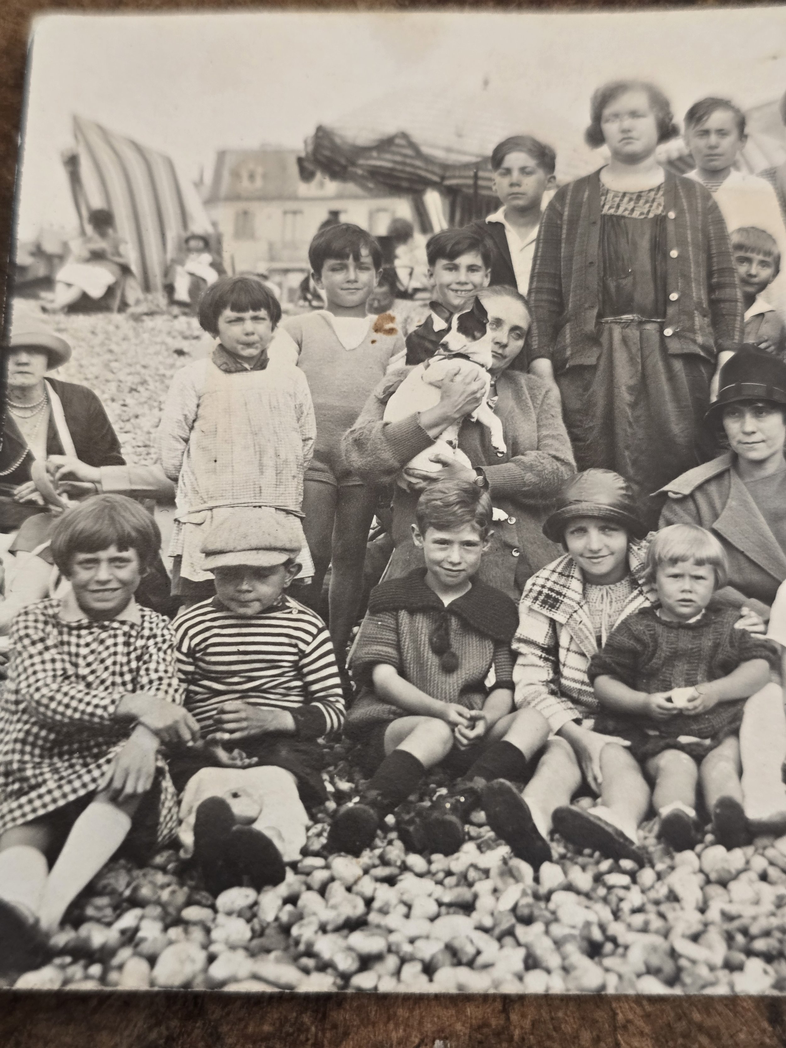 French Seaside Group Photograph Postcard, c.1920s–1930s