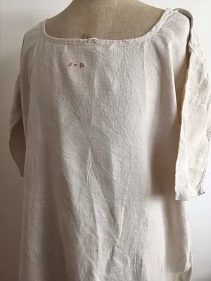 Full view of antique French chemise de nuit, wearable as dress or smock