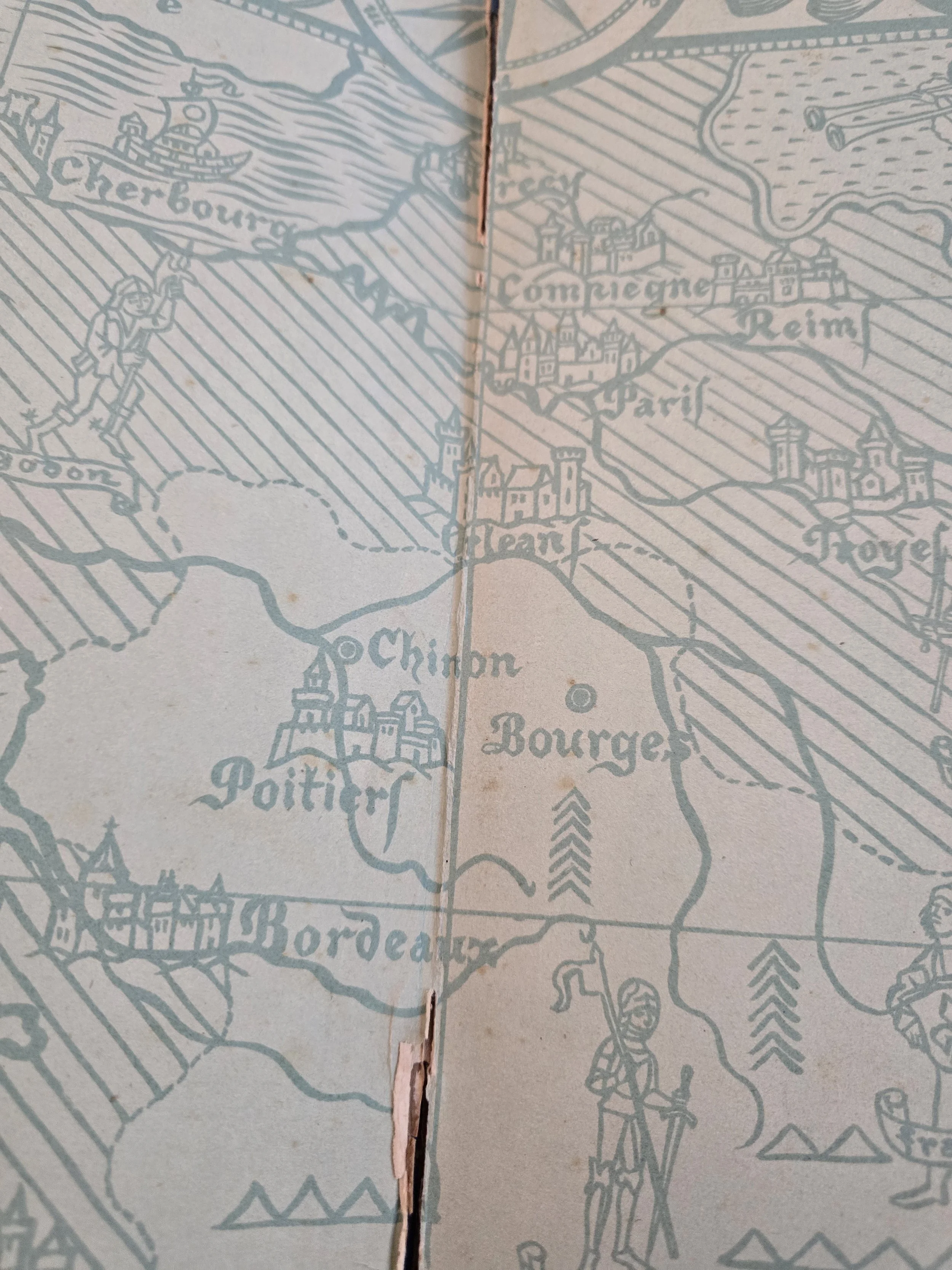 Timeworn French illustrated volume with colourful medieval revival artwork throughout (Copy)