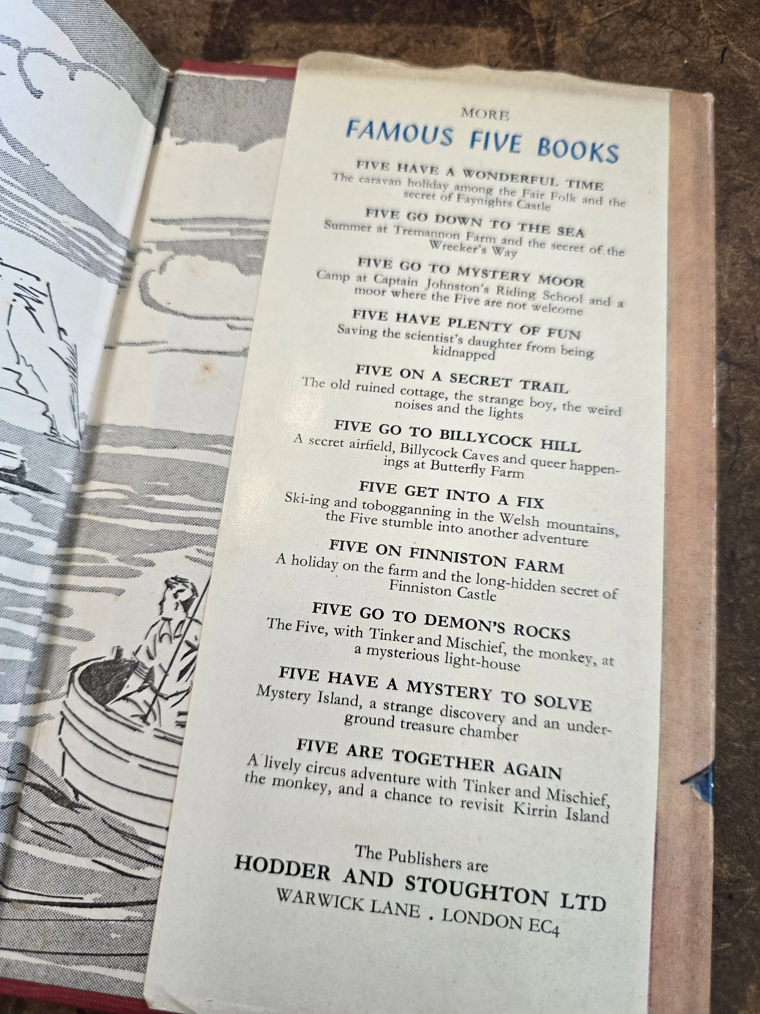 List of other Famous Five titles printed inside a Hodder & Stoughton edition.