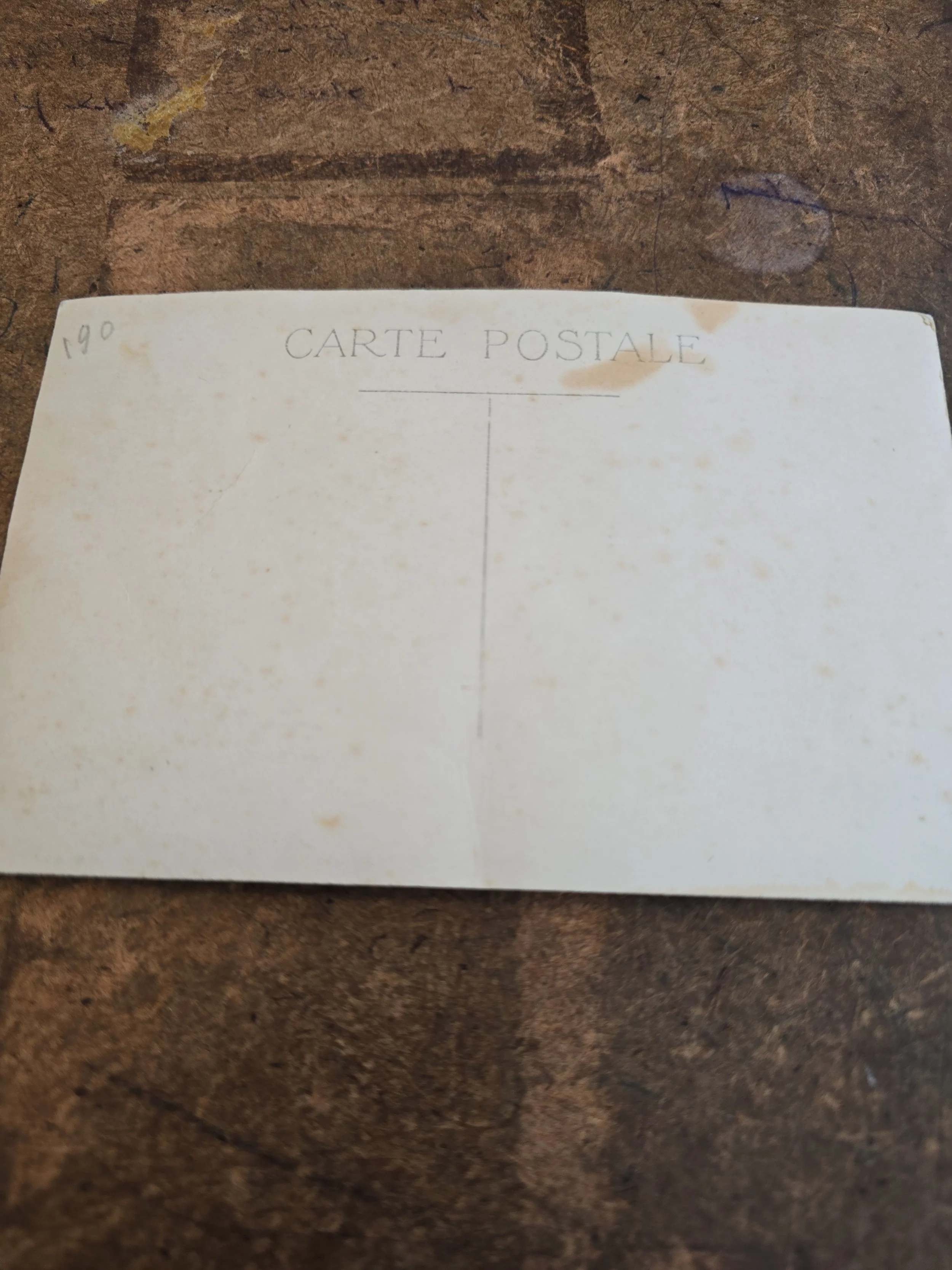 Reverse of unused French Carte Postale photographic postcard