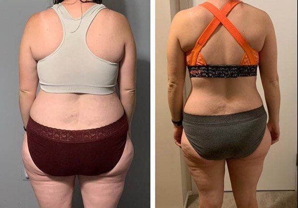What does eating more look like? ☝🏼☝🏼☝🏼

She looks like she&rsquo;s dieting but she&rsquo;s eating 500 calories more!

This gal came to us about 4 months ago eating 1100 calories a day. 

She has since worked with coach @kelseyfitnesss &amp; pushe
