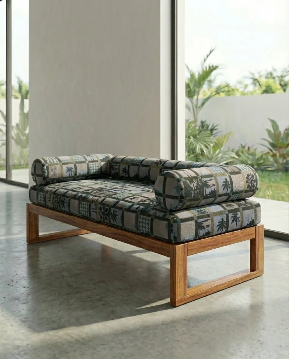 Mockup of jacquard fabric on daybed.  it is larger than actual scale, but gives you the overall look and feel which could be very helpful during all phases of development.
