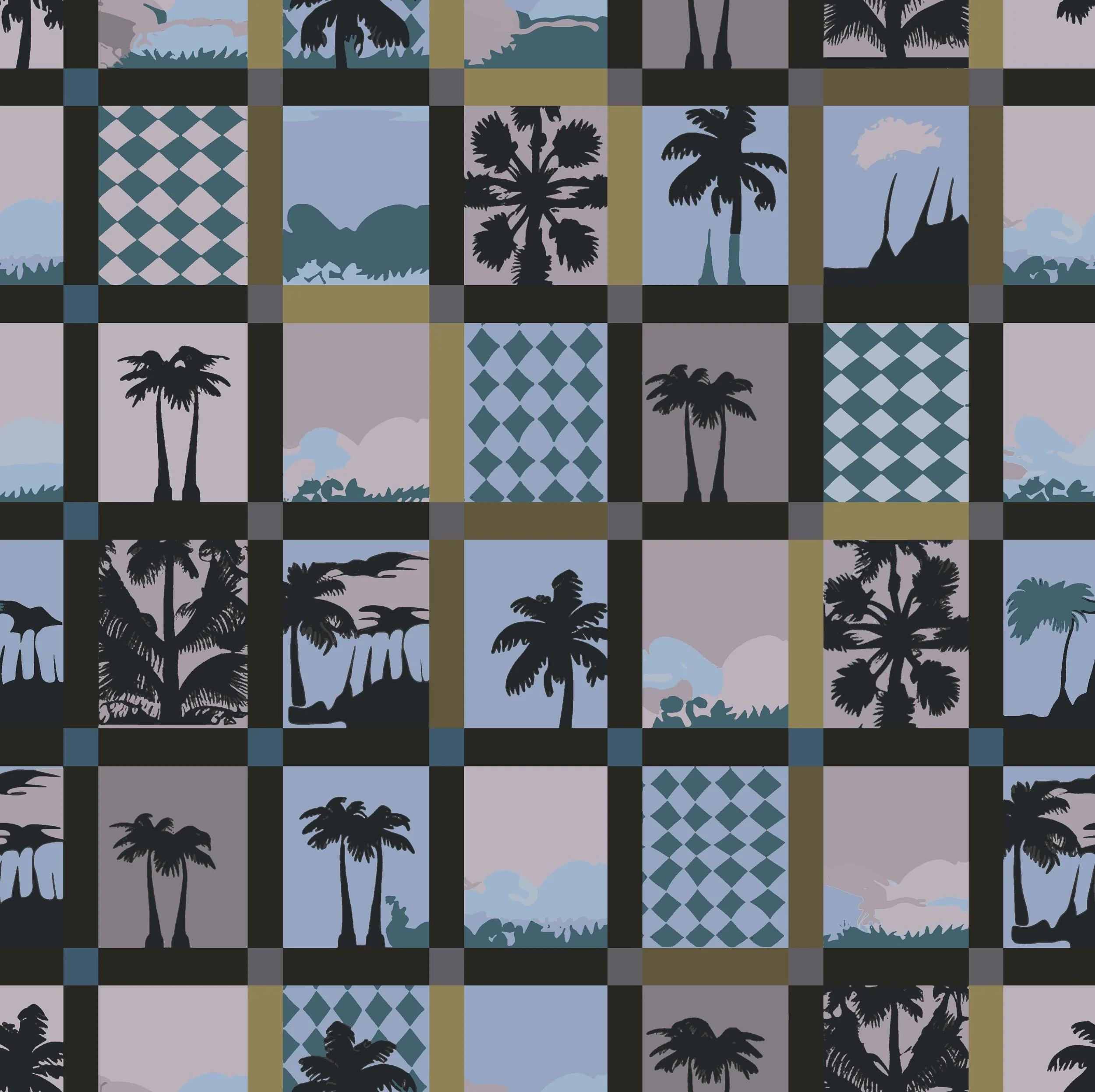 Initial flat print design in repeat.