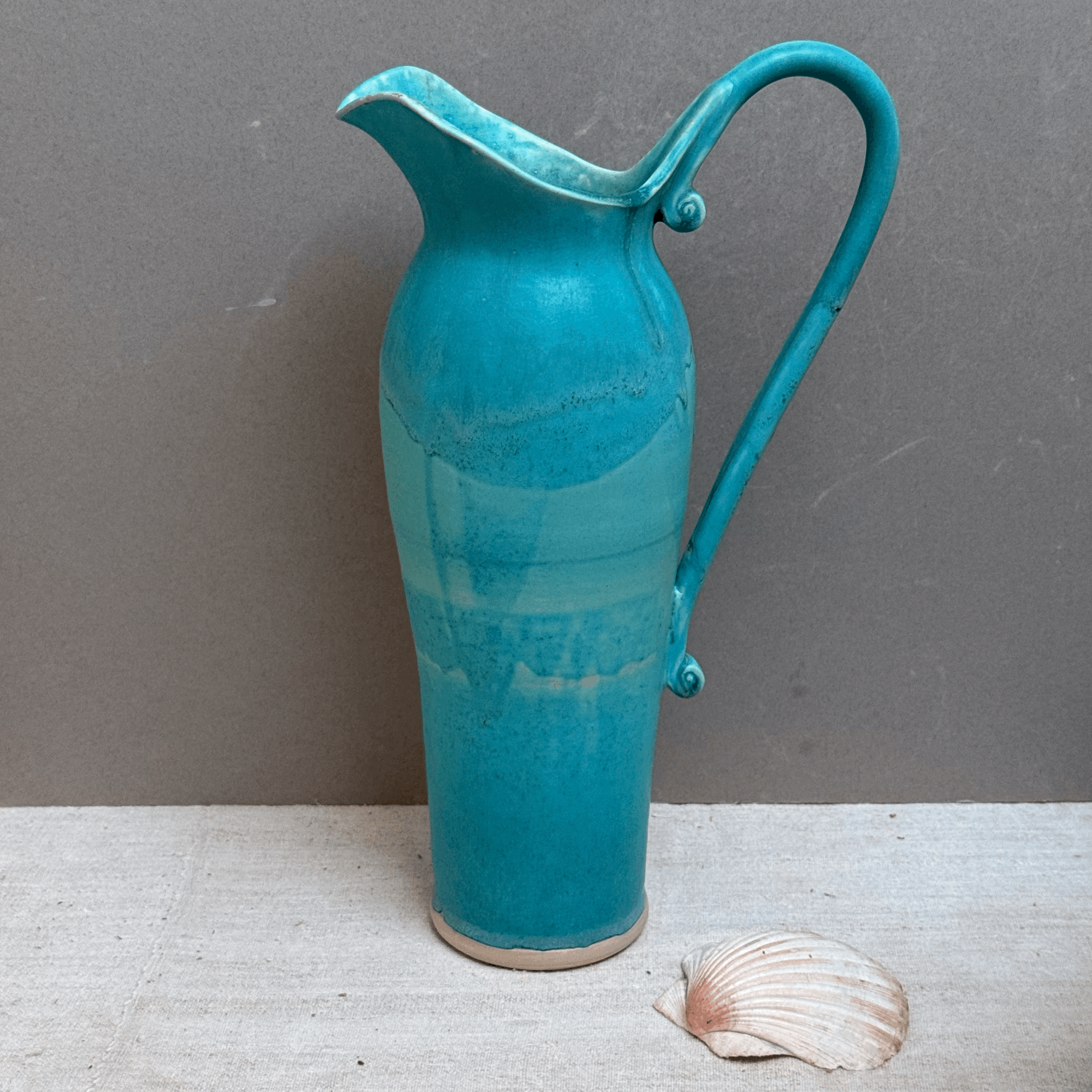 Tall Egyptian Blue Stoneware Jug