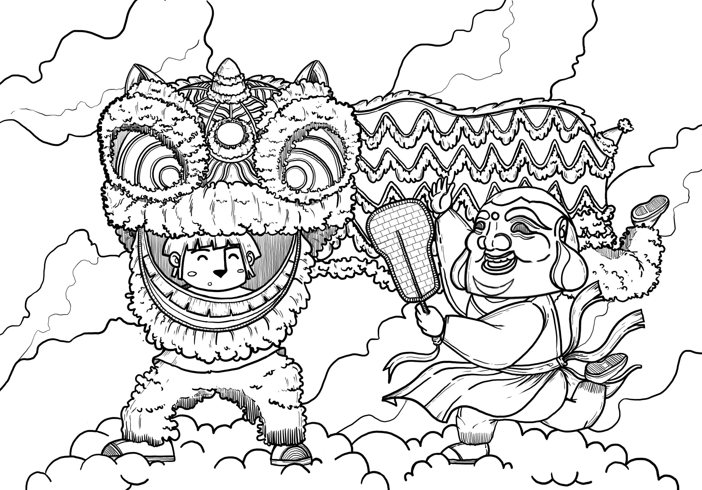 Lion Dance Coloring Pages 2025 