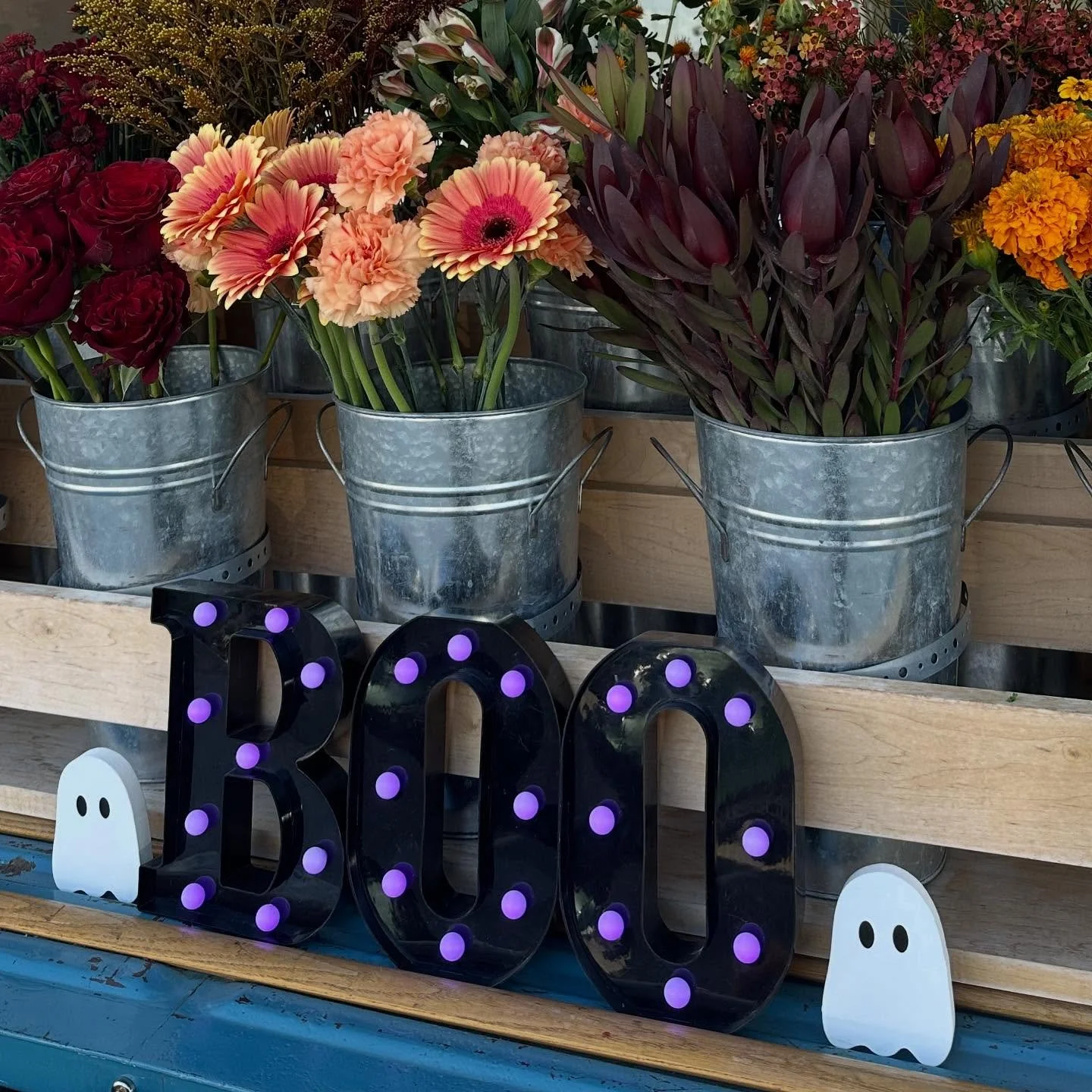 Halloween pop-up 10am-6pm @beyondtheleafcv. 3pm-6pm we’ll have candy for all the trick-or-treaters!👻 
#sweetpeatheflowertruck