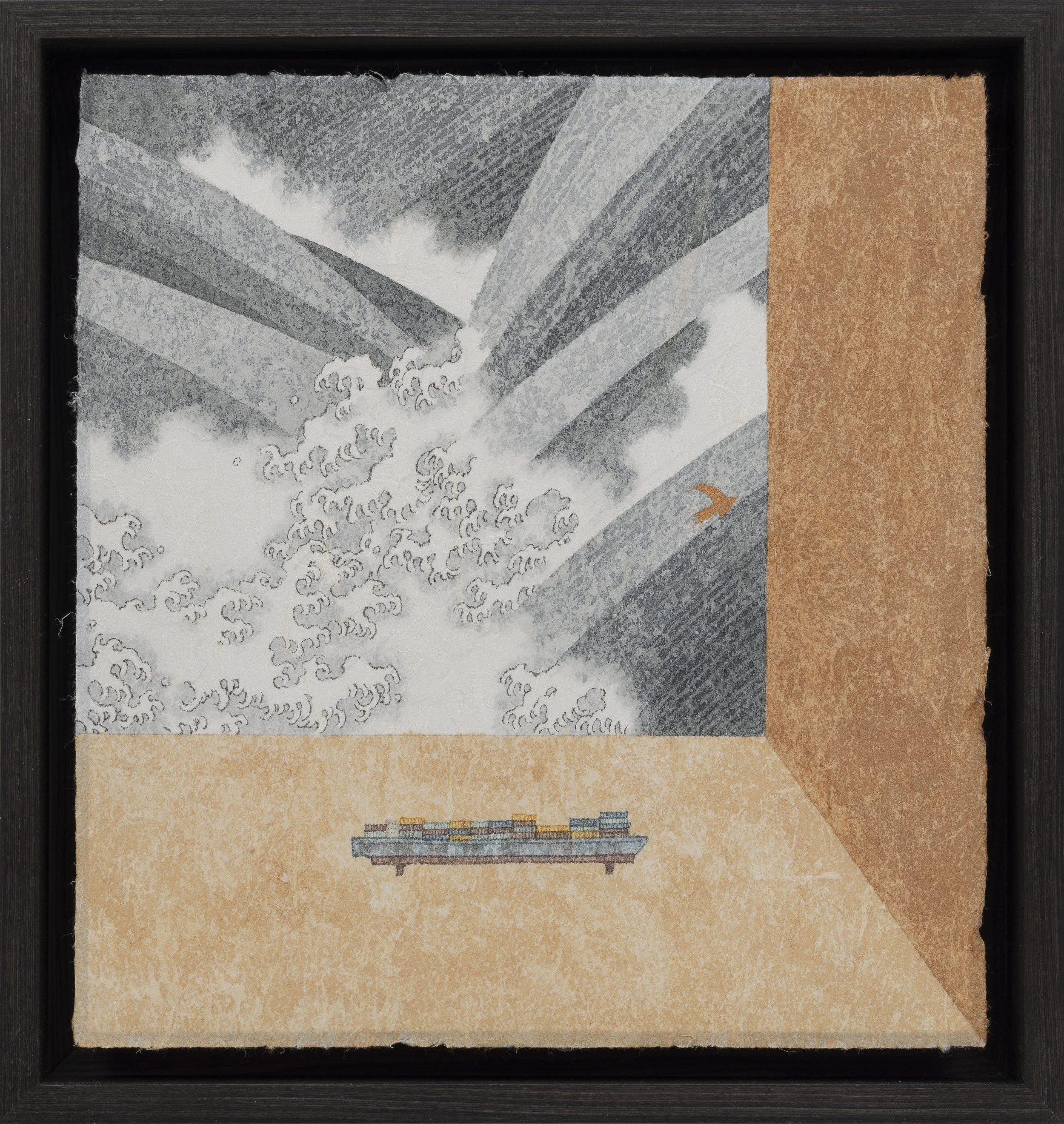 沈君怡 浮世柜 13 2026 铜箔水墨纸本设色 33×31cm.JPG