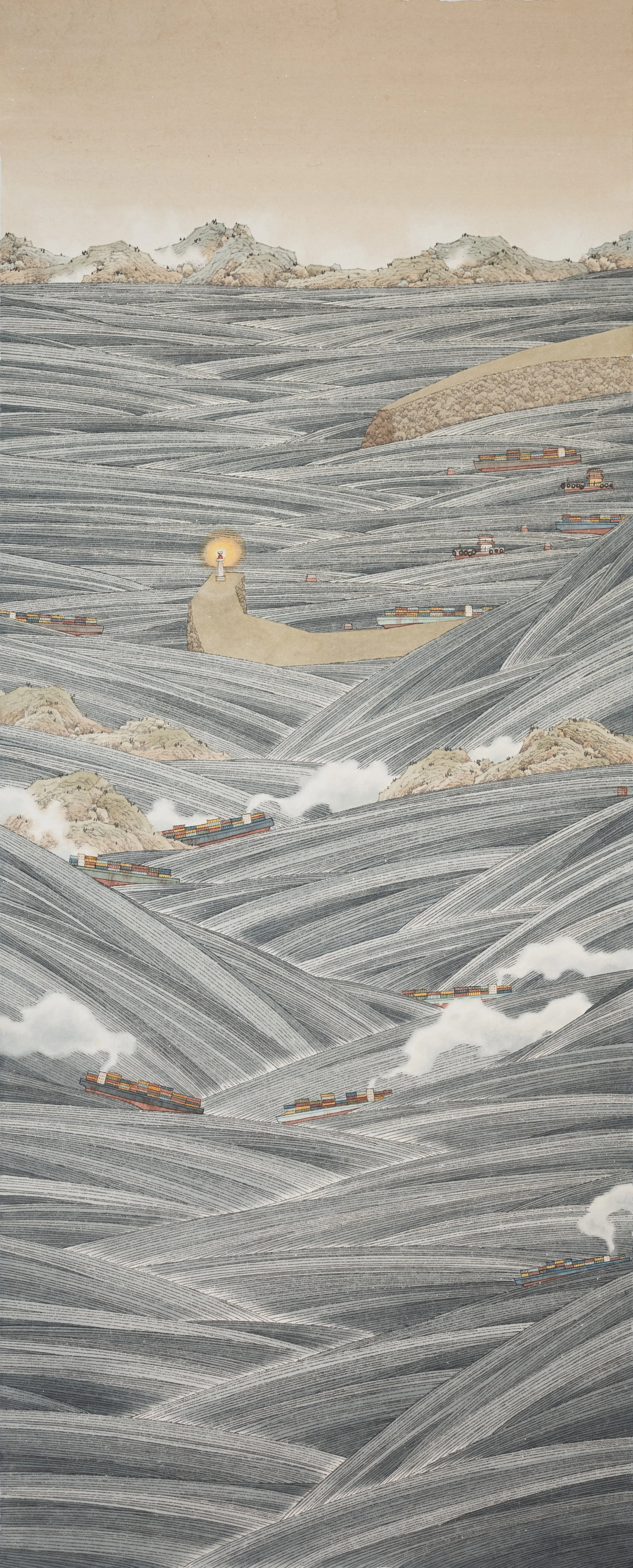 Beacon of Hope 希望燈塔 | 2026 | Ink and colour on paper |90 x 36cm