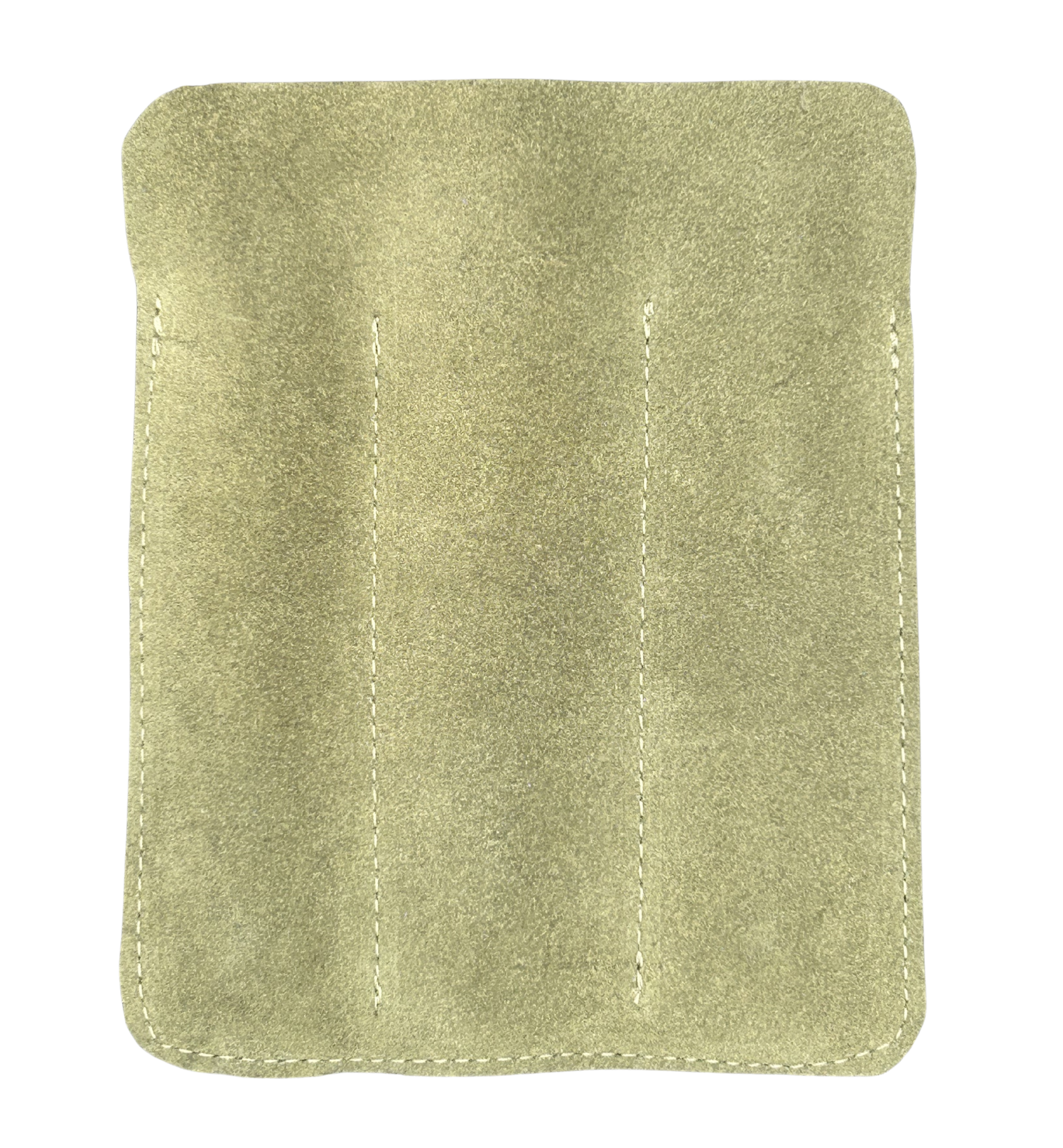 Three pen sage green suede leather case