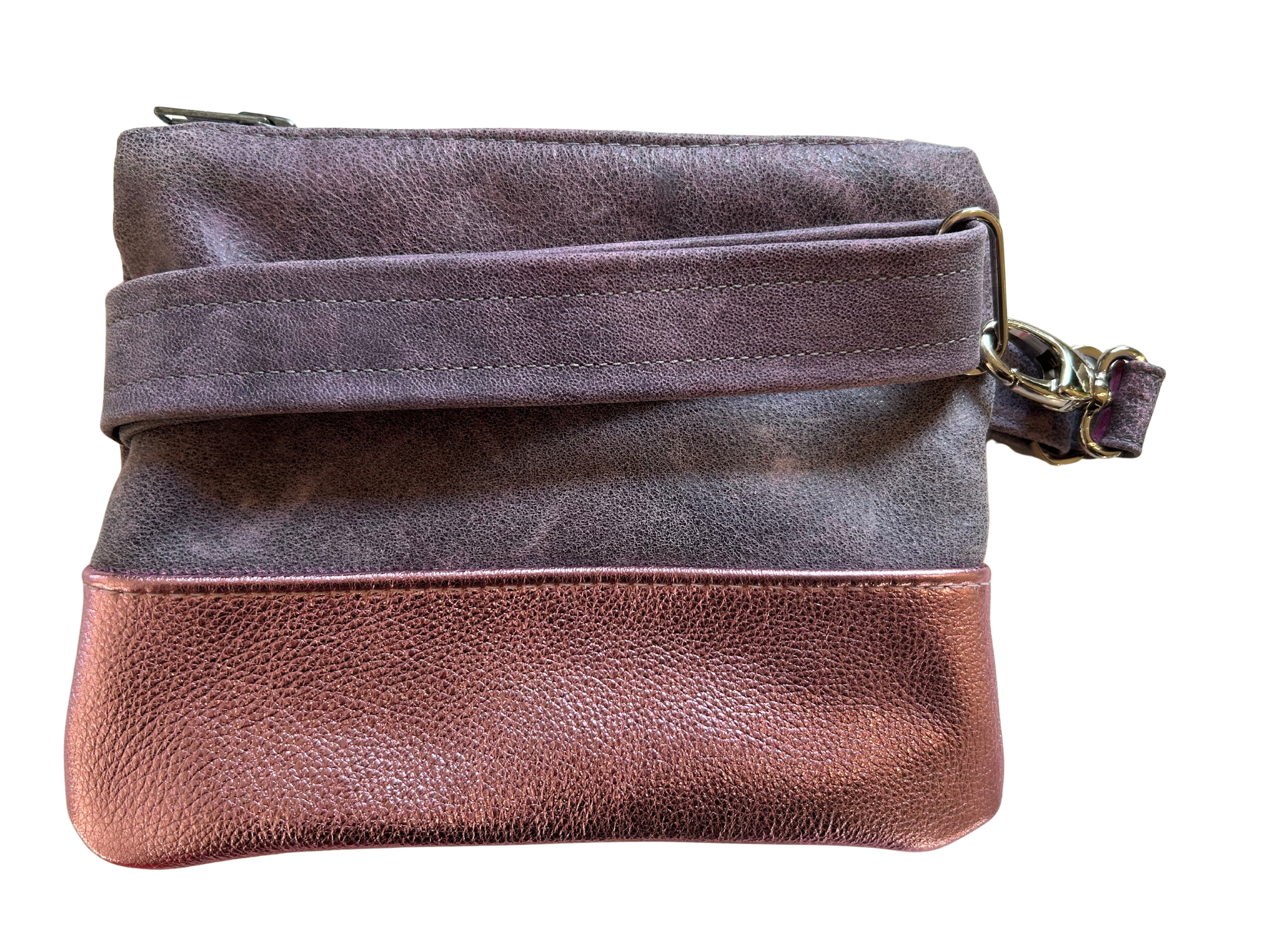 Dusty Purple & Metallic Pink Artisan Leather Clutch