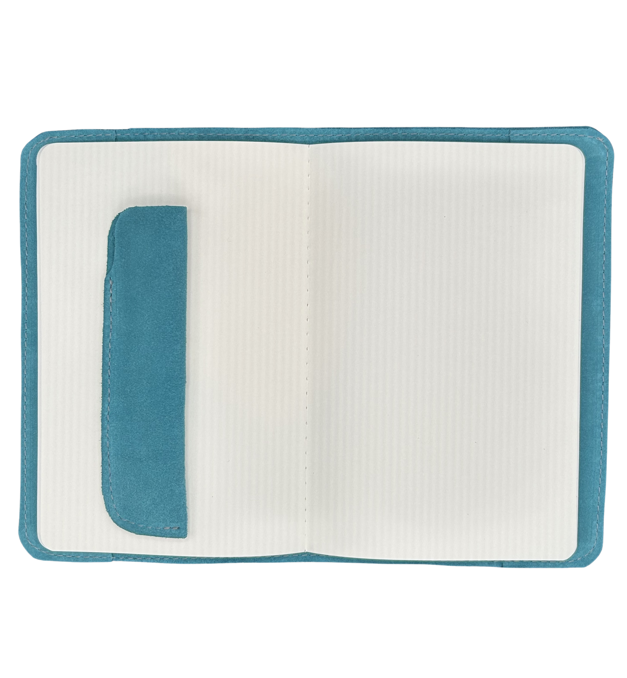 Turquoise suede A5 journal case with turquoise single pen case