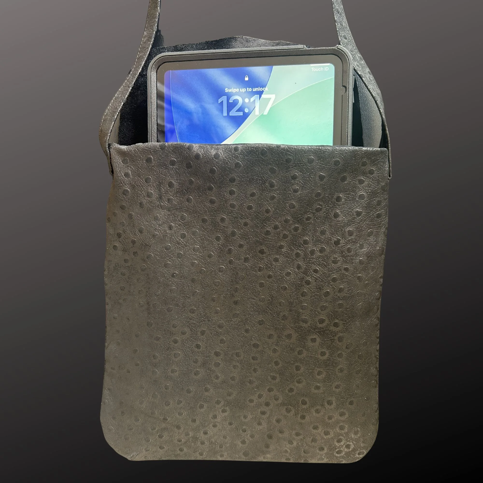 Black Emu Leather iPad Case  |  One of a Kind  |  Reinforced Protective Tablet Bag