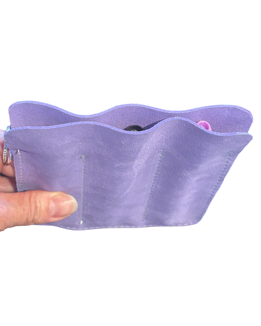 Three pen lilac suede leather case