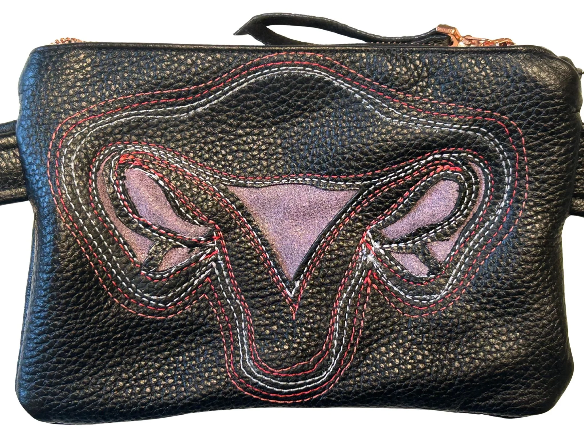 Black Leather Uterus Sacred Rage Bag