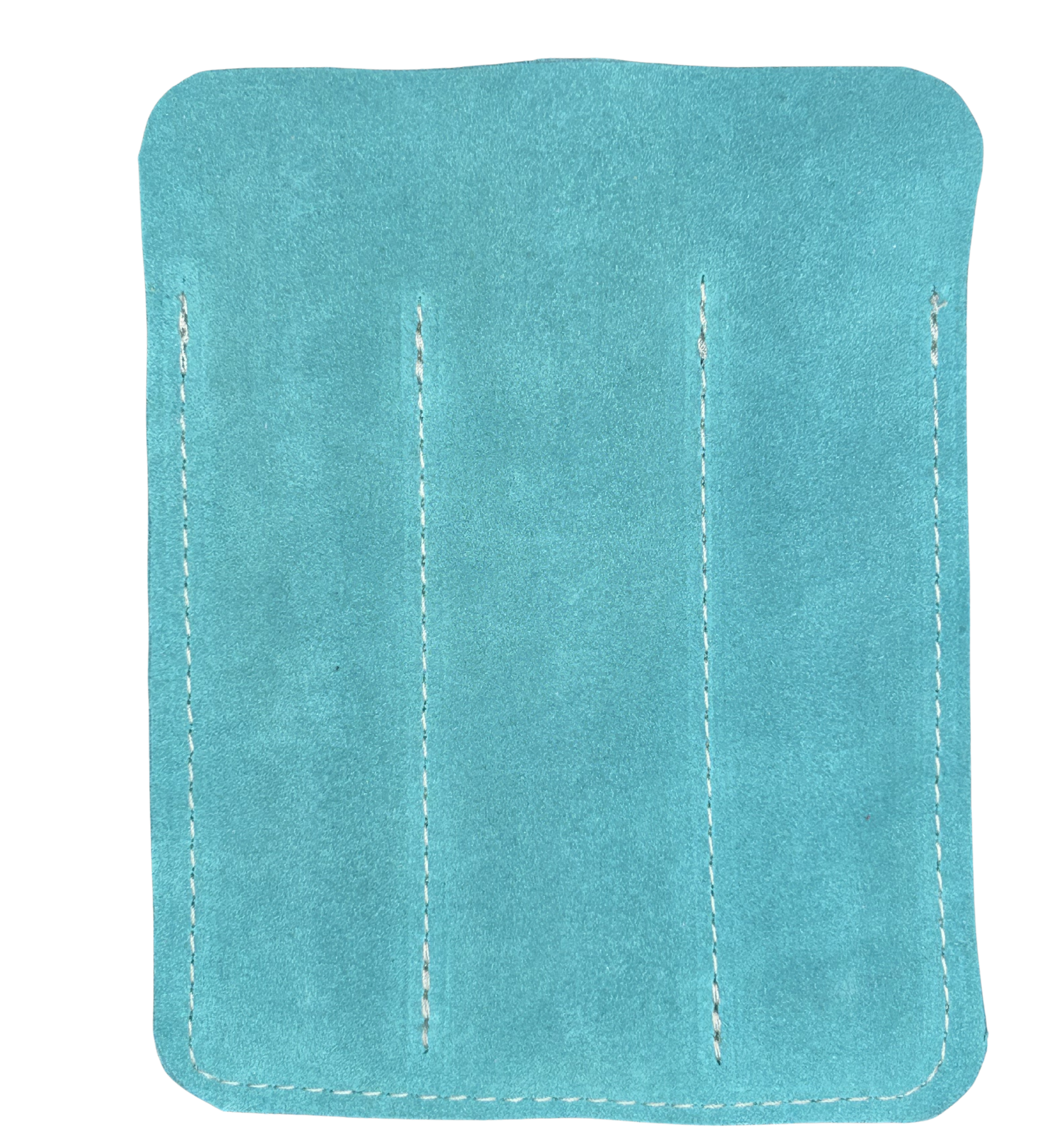 Three pen turquoise suede leather case