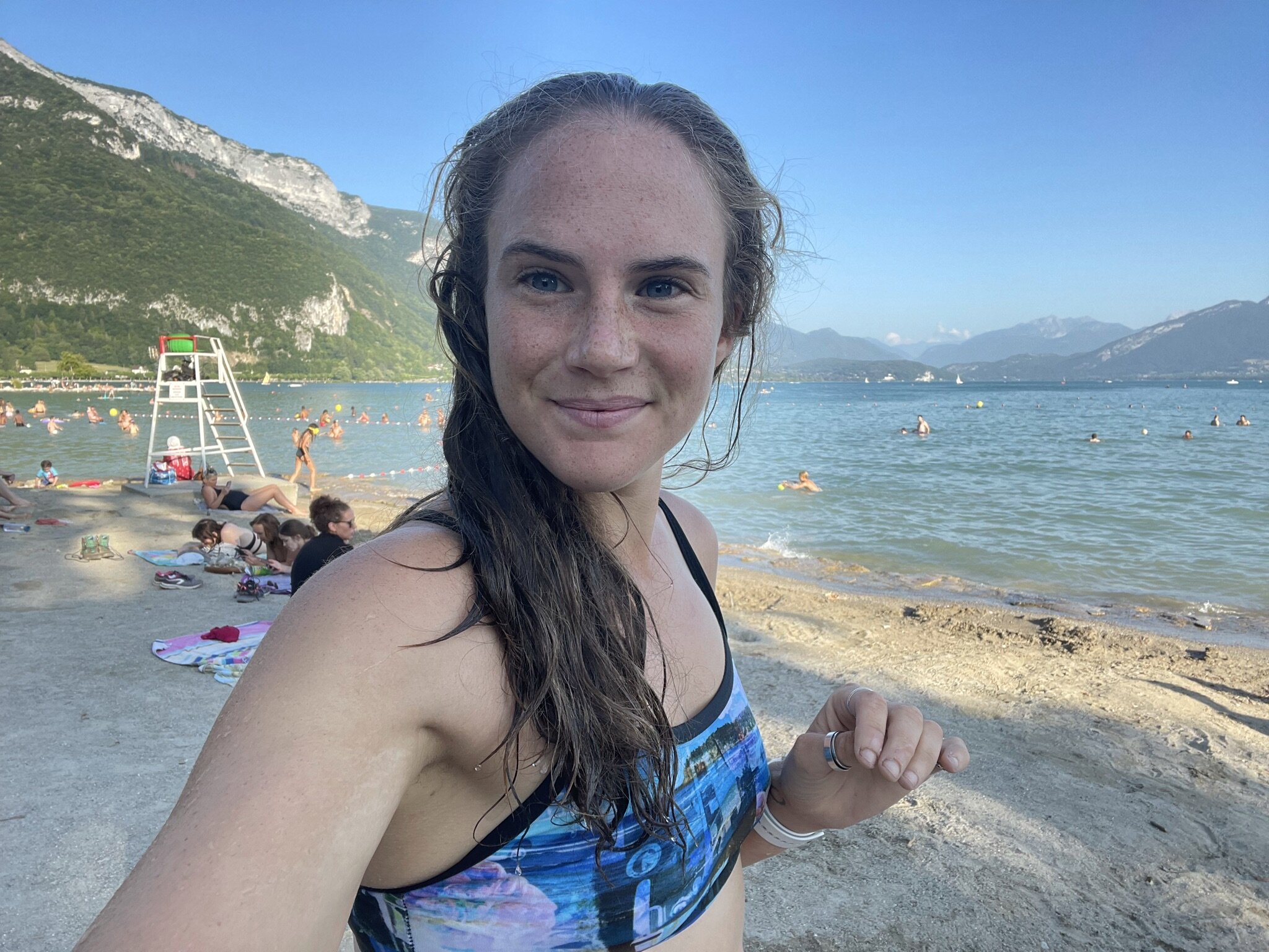  One of the sandy beaches around Lake Annecy - it was 8pm here and it was bustling! 