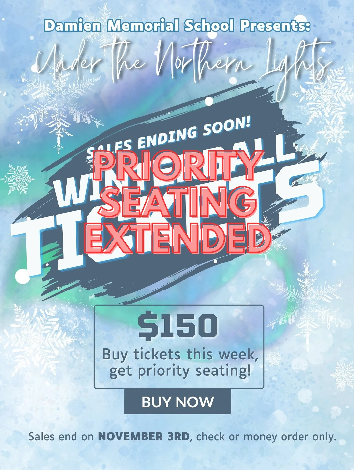 Winterball priority seating have been EXTENDED! This week, (10/20-10/24) will be the last week to get priority seating when you purchase your ticket. Any purchase after this week will be regular seating. 
Buy now Monarchs! 🌌💫
#damienmemorialschoo