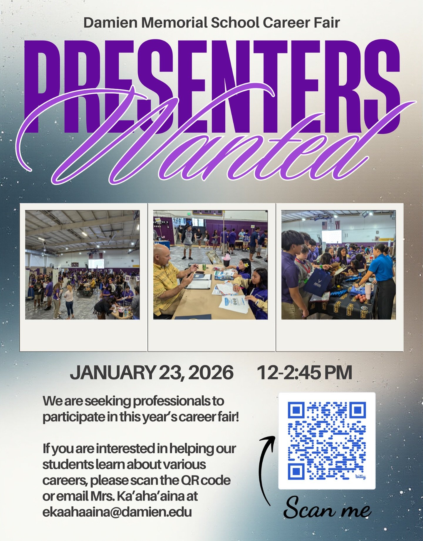 🚨 Attention Parents, Alumni, and Community Members! 🚨

We&rsquo;re getting ready for our upcoming Career Fair and we need your help!

If you or someone you know would love to inspire students by sharing your career journey and talents, contact Ms. 