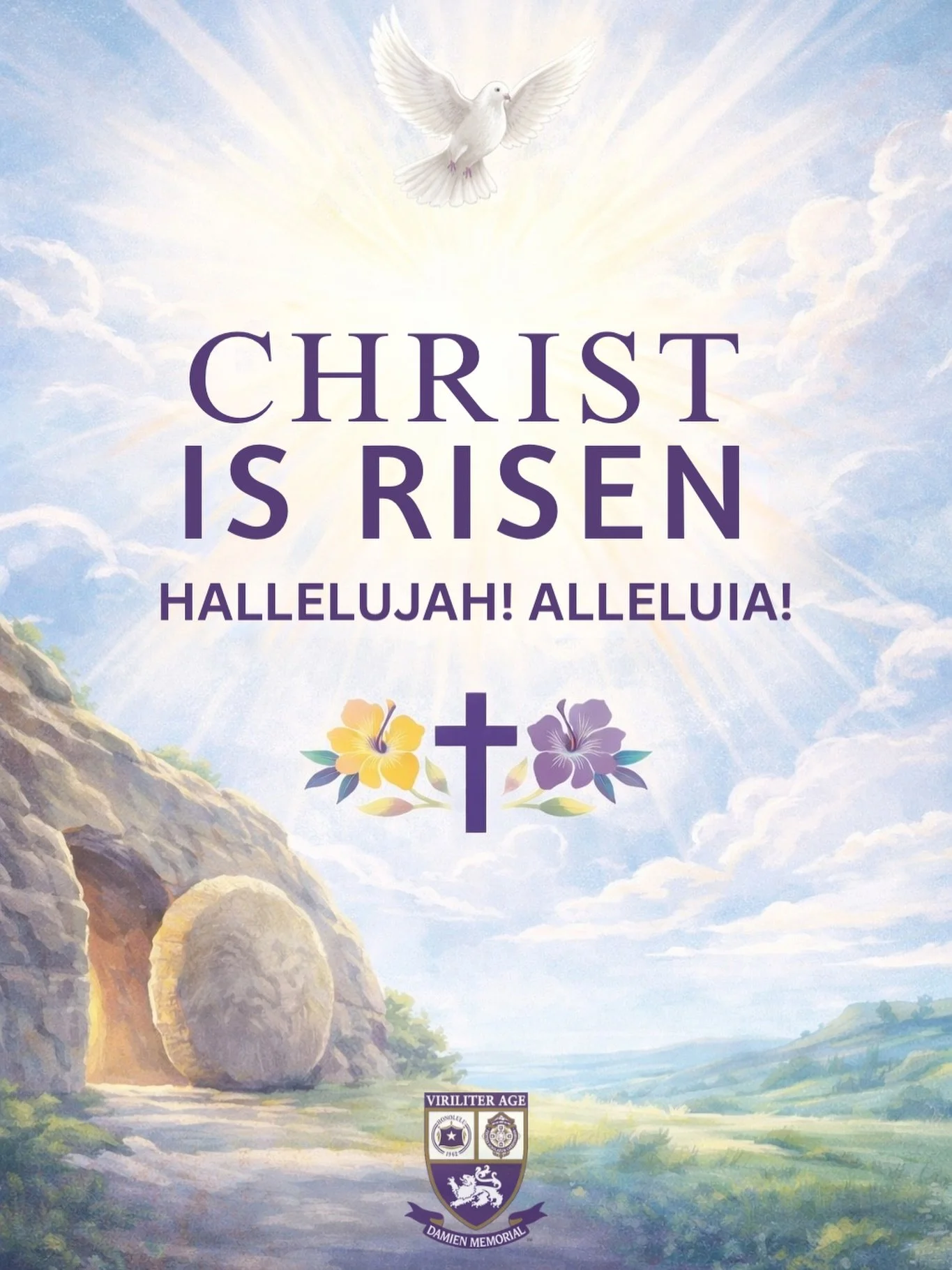 Christ is risen. Alleluia! ✝️💜

To our Damien ʻohana&mdash;our students, families, faculty, staff, alumni, and those considering joining our community&mdash;we wish you a blessed and joyful Easter.

This season reminds us of hope, renewal, and the p