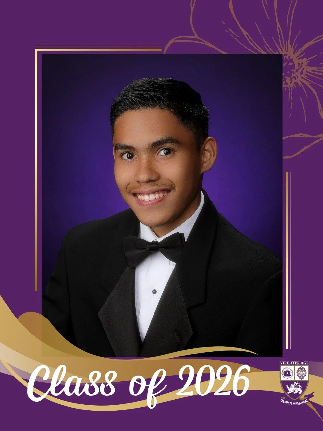 🎓 Countdown to Graduation | Class of 2026 

Congratulations, David, a proud member of the Damien Memorial School Class of 2026. 

Wishing you all the best on your next chapter. 

Help us congratulate David in the comments below 💜💛

#WeAreDamien #C