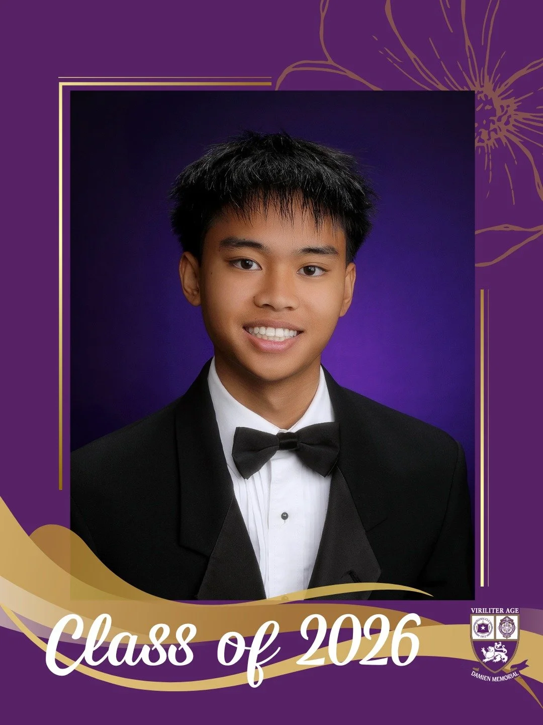 🎓 Countdown to Graduation | Class of 2026 

Congratulations, Daniel, a proud member of the Damien Memorial School Class of 2026. 

Wishing you all the best on your next chapter. 

Help us congratulate Daniel in the comments below 💜💛 

#WeAreDamien