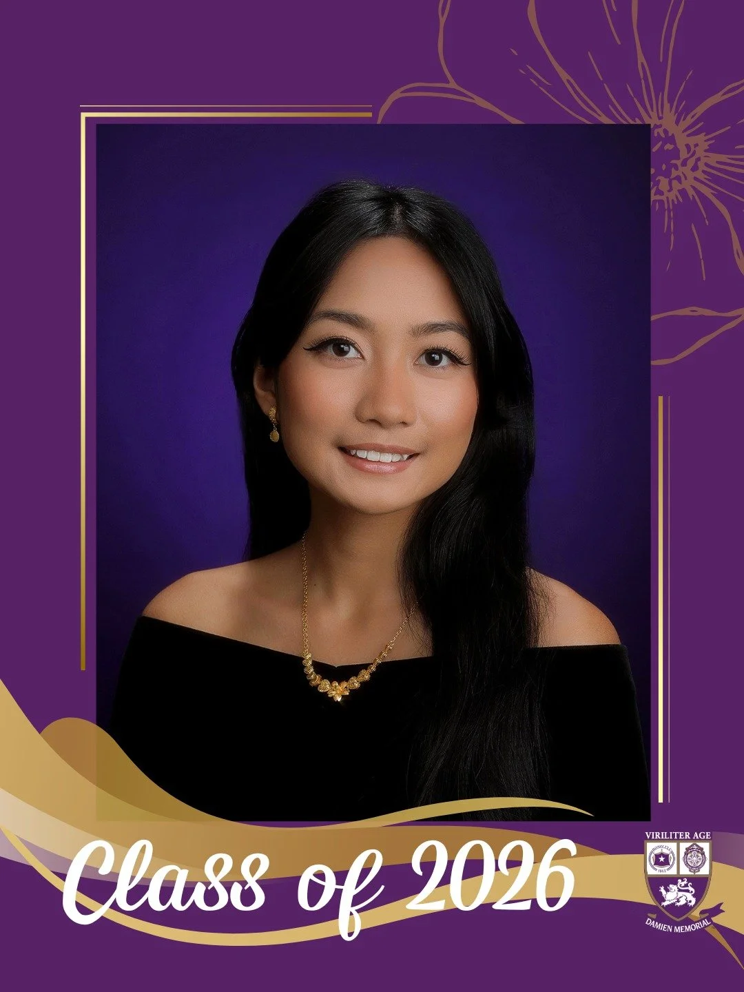 🎓 Countdown to Graduation | Class of 2026 

Congratulations, Jaymee, a proud member of the Damien Memorial School Class of 2026. 

Wishing you all the best on your next chapter. 

Help us congratulate Jaymee in the comments below 💜💛 

#WeAreDamien