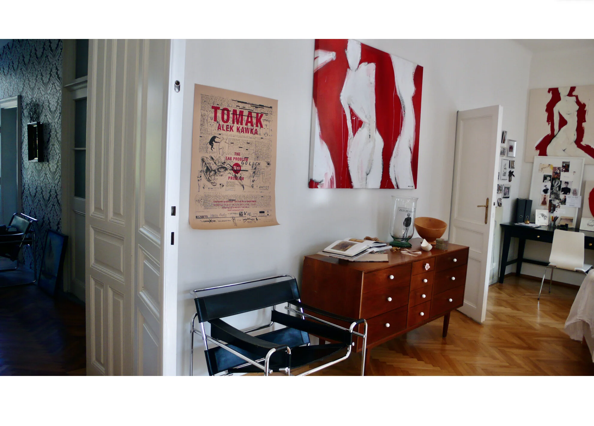 red painting in old Vienna apartment