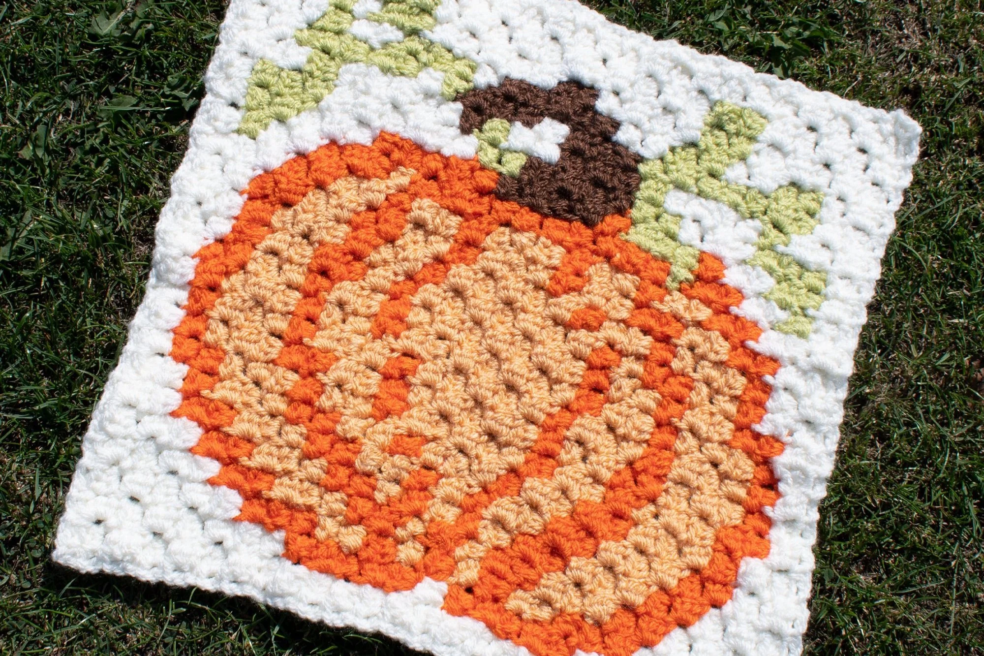 Pumpkin C2C Blanket Square - Free Chart &amp; Pattern | Allotment Community Garden Crochet Along CAL
